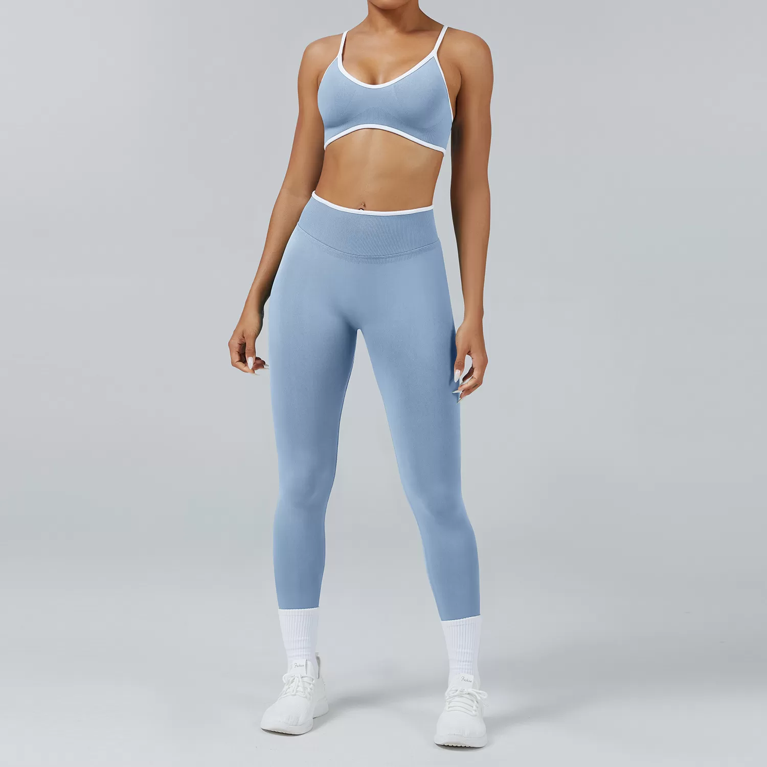 Conjunto de 4 piezas de ropa deportiva para yoga y gimnasio sin costuras para mujer FGB3006
