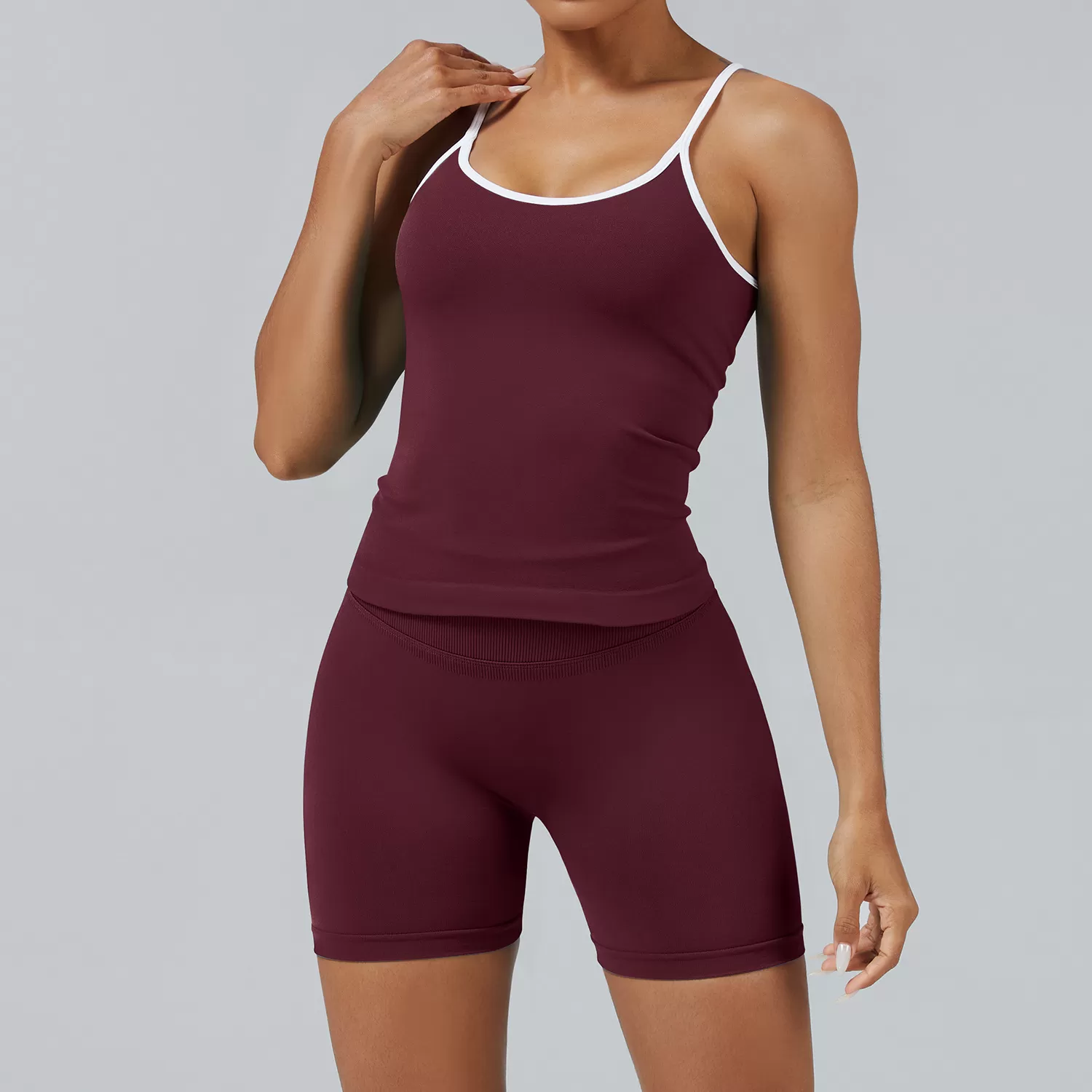 Conjunto de 4 piezas de ropa deportiva para yoga y gimnasio sin costuras para mujer FGB3006