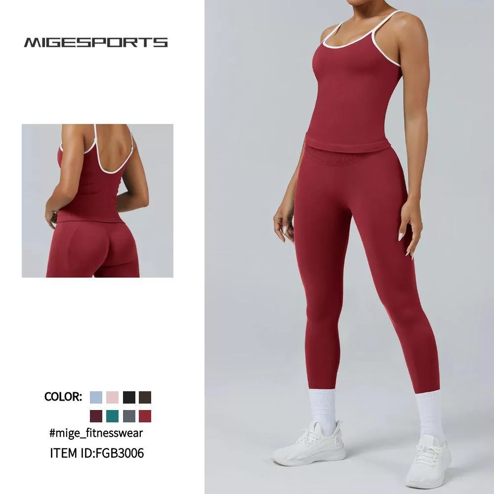 Conjunto de 4 piezas de ropa deportiva para yoga y gimnasio sin costuras para mujer FGB3006