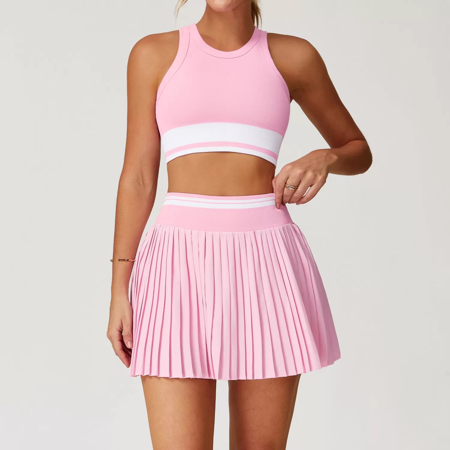 Conjunto de yoga y tenis de 2 piezas para mujer con bolsillo FGBTZ5062