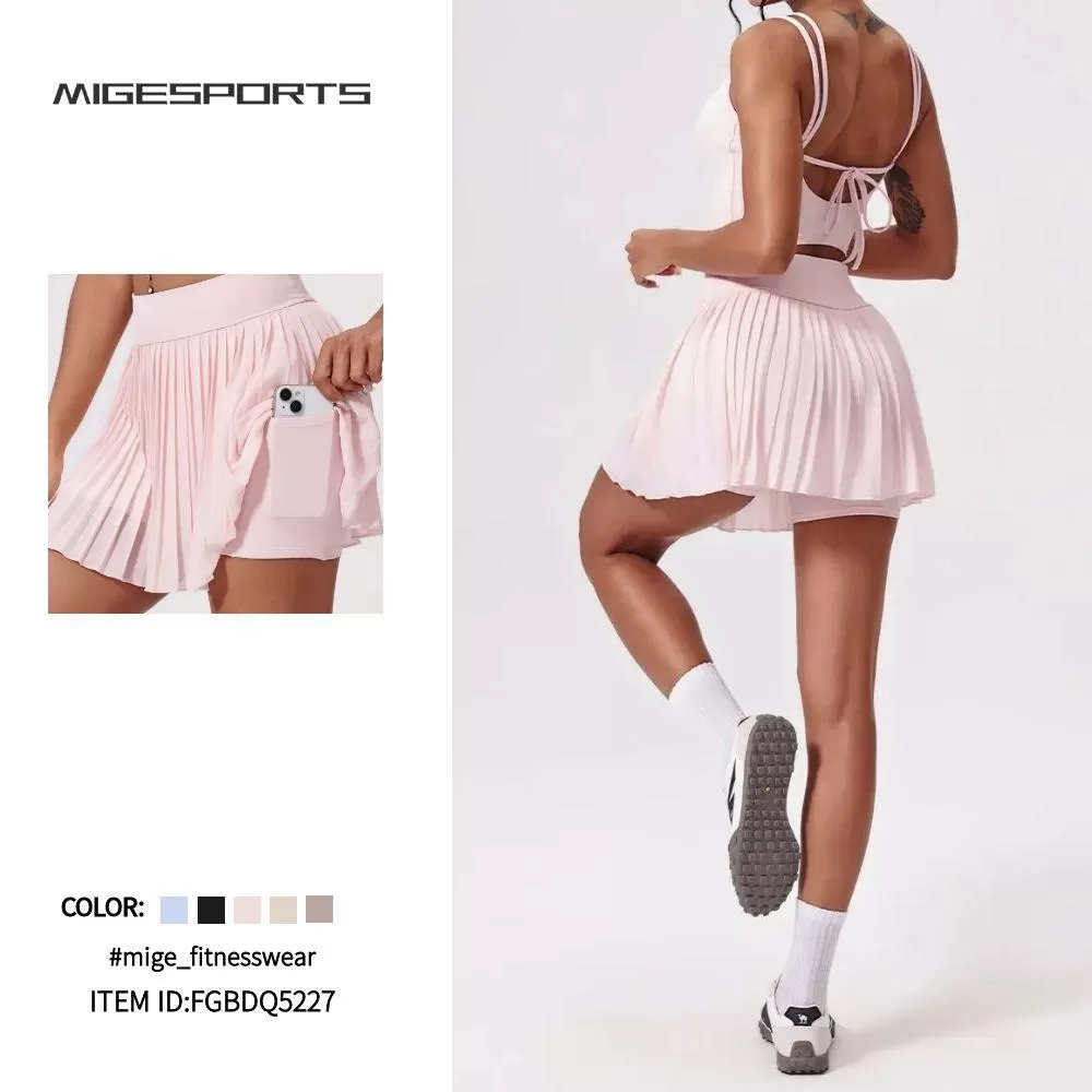 Falda de tenis transpirable de cintura alta para mujer FGBDQ5227