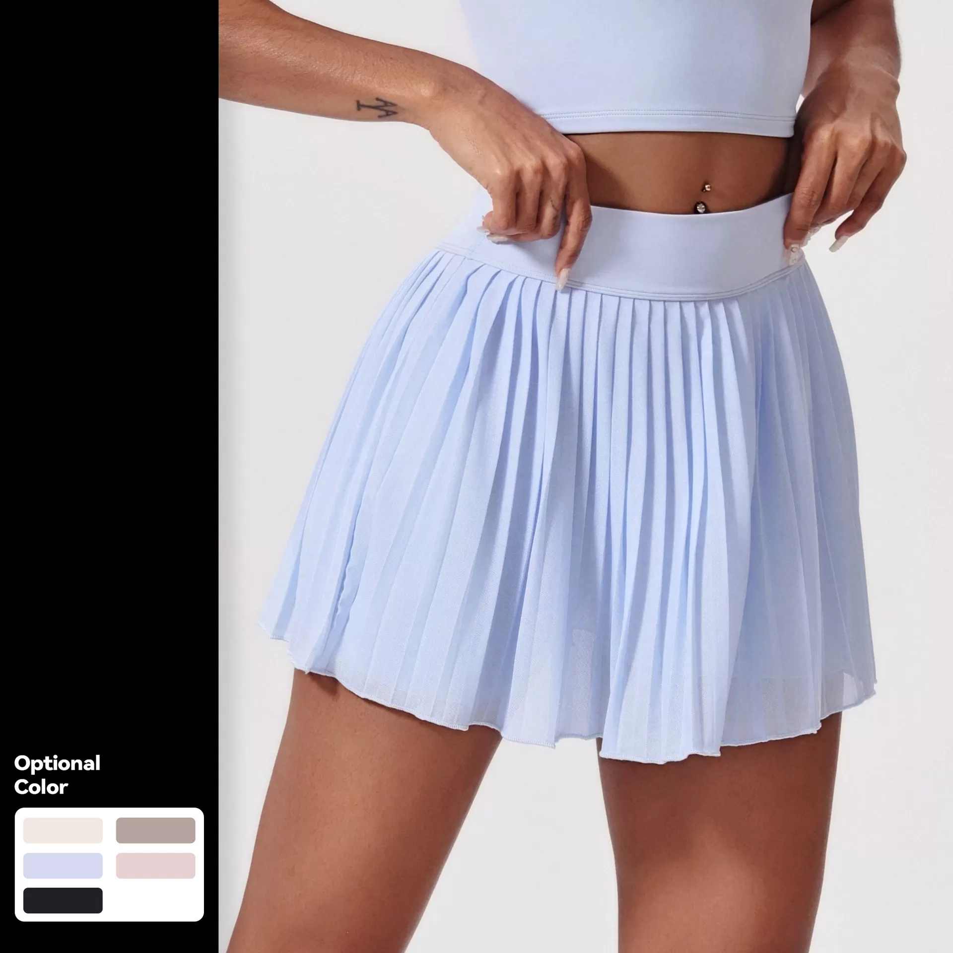 Falda de tenis transpirable de cintura alta para mujer FGBDQ5227