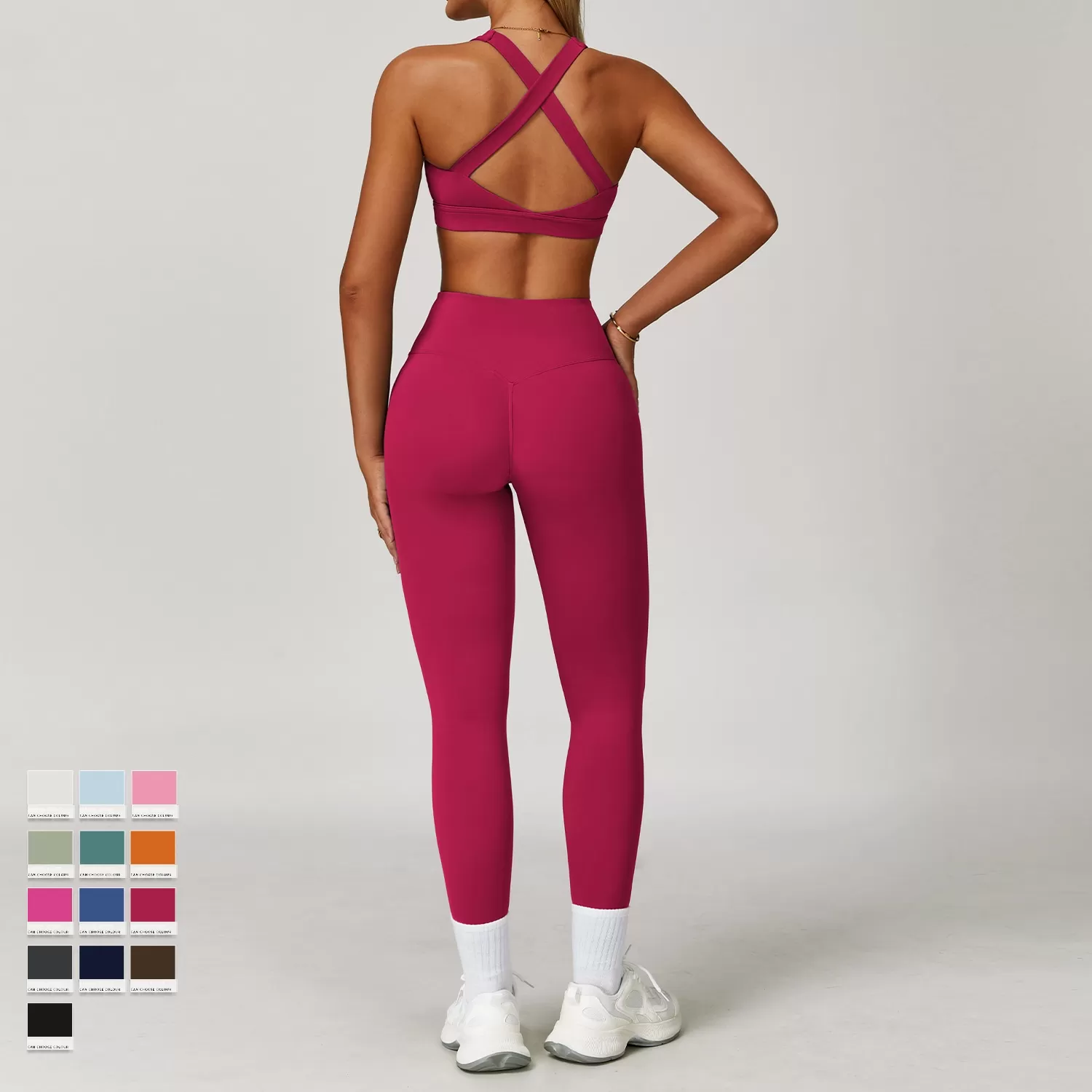 Conjunto de leggings de yoga para mujer, con espalda cruzada, FGBTZ8047-1 y TZ8047-2