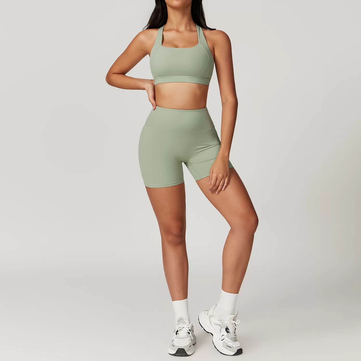 Conjunto de leggings de yoga para mujer, con espalda cruzada, FGBTZ8047-1 y TZ8047-2