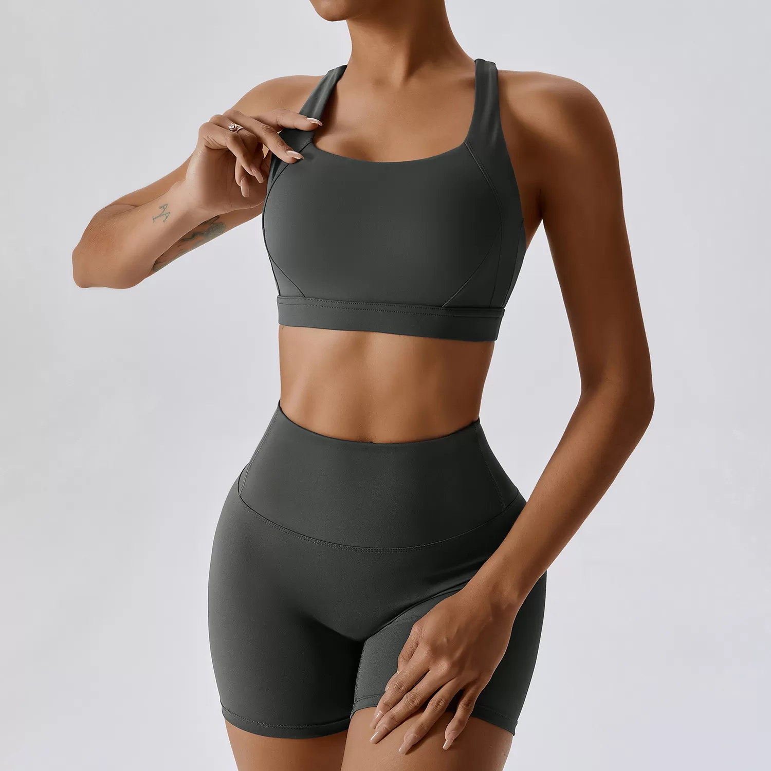 Conjunto de leggings de yoga para mujer, con espalda cruzada, FGBTZ8047-1 y TZ8047-2