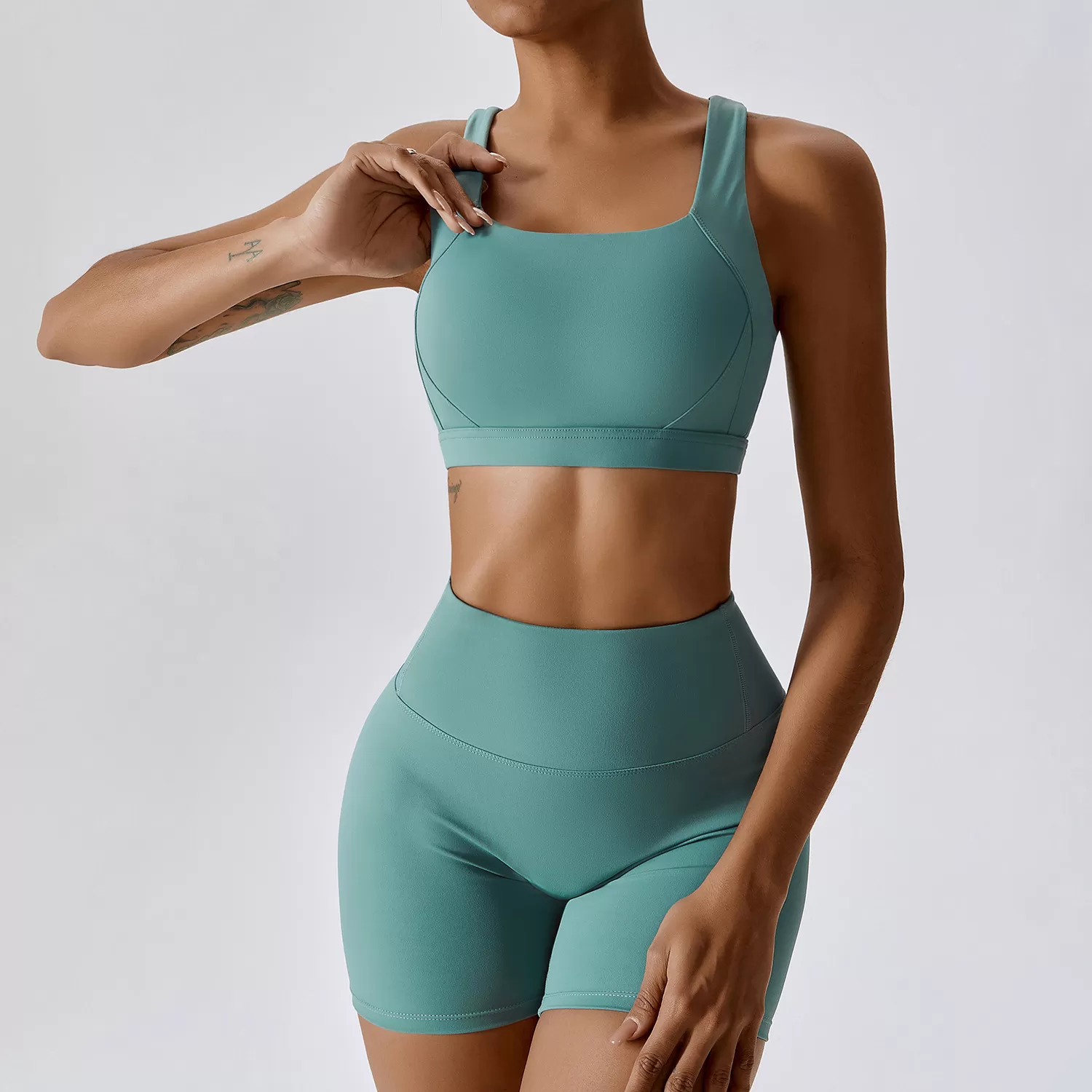 Conjunto de leggings de yoga para mujer, con espalda cruzada, FGBTZ8047-1 y TZ8047-2