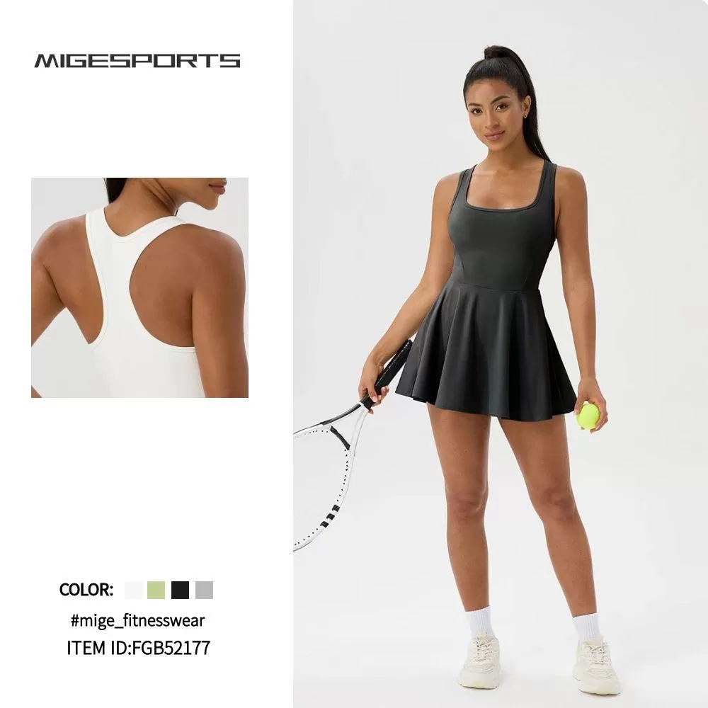 Vestido de tenis con falda plisada y transpirable para mujer FGB52177