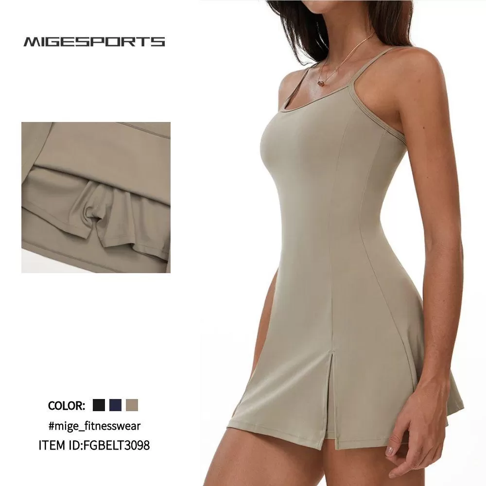 Vestido de tenis para mujer, ropa deportiva, vestido de golf con pantalones cortos FGBELT3098