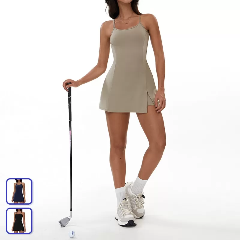 Vestido de tenis para mujer, ropa deportiva, vestido de golf con pantalones cortos FGBELT3098