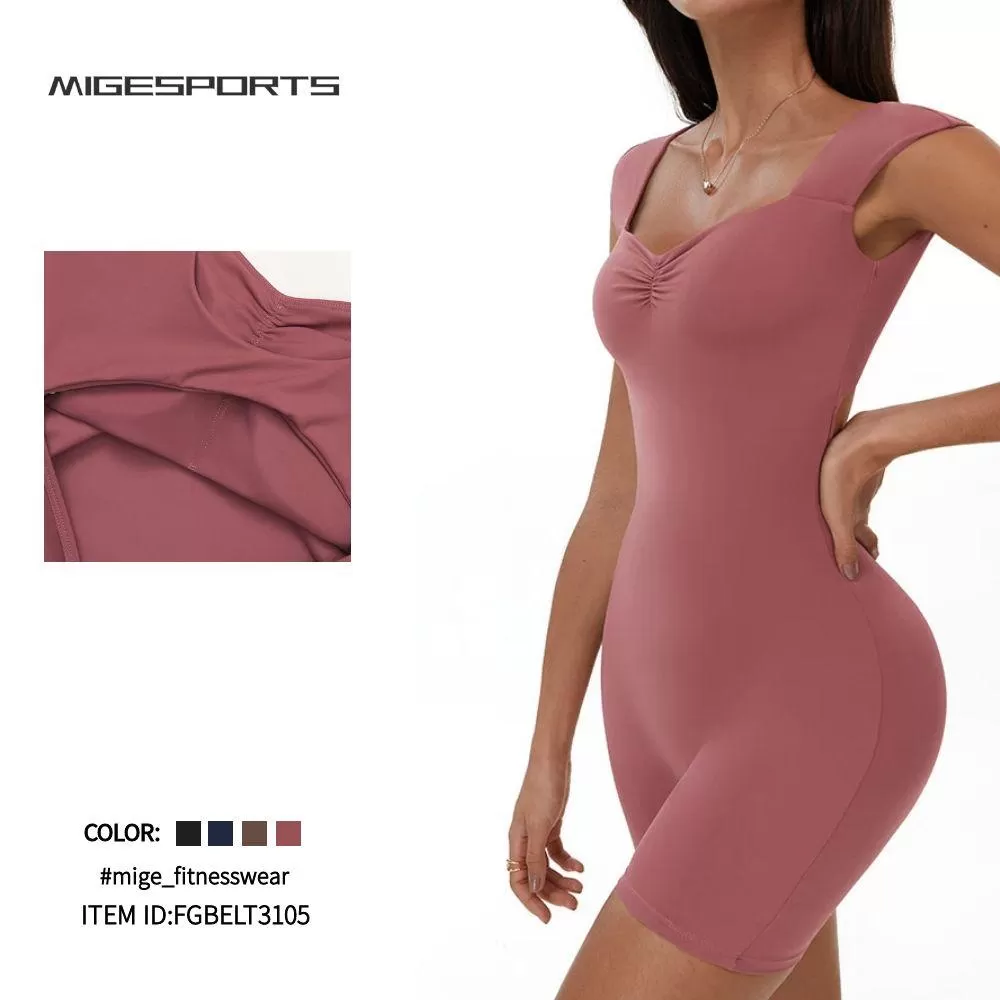 Mono de entrenamiento de una pieza para mujer, pantalones cortos deportivos, mono de mujer FGBELT3105