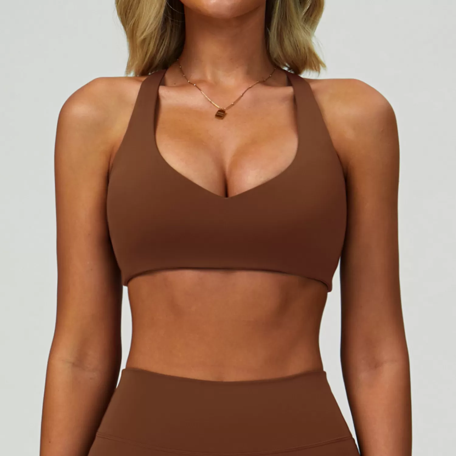 Sujetador de yoga con cuello halter, resistente a los golpes, para mujer, FGBEWX9300