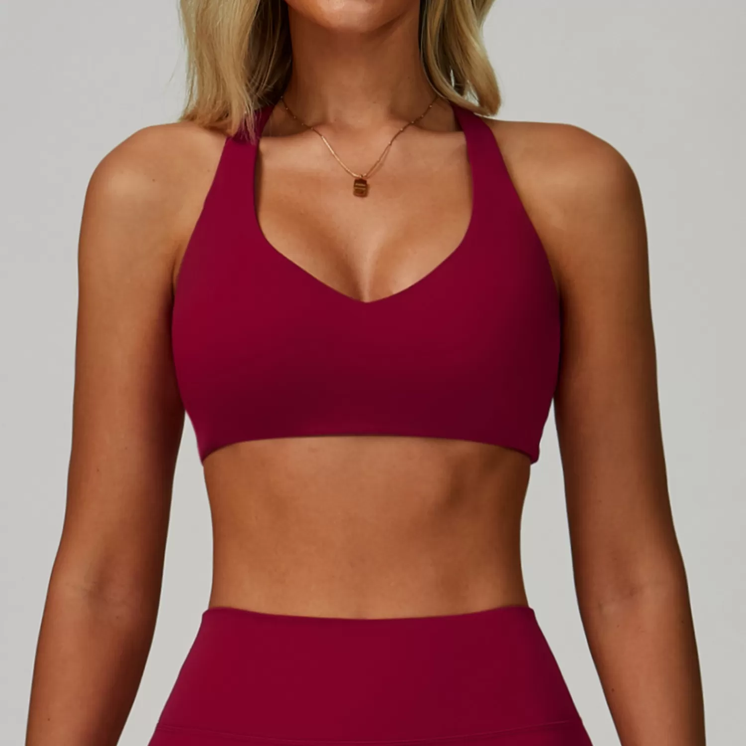 Sujetador de yoga con cuello halter, resistente a los golpes, para mujer, FGBEWX9300