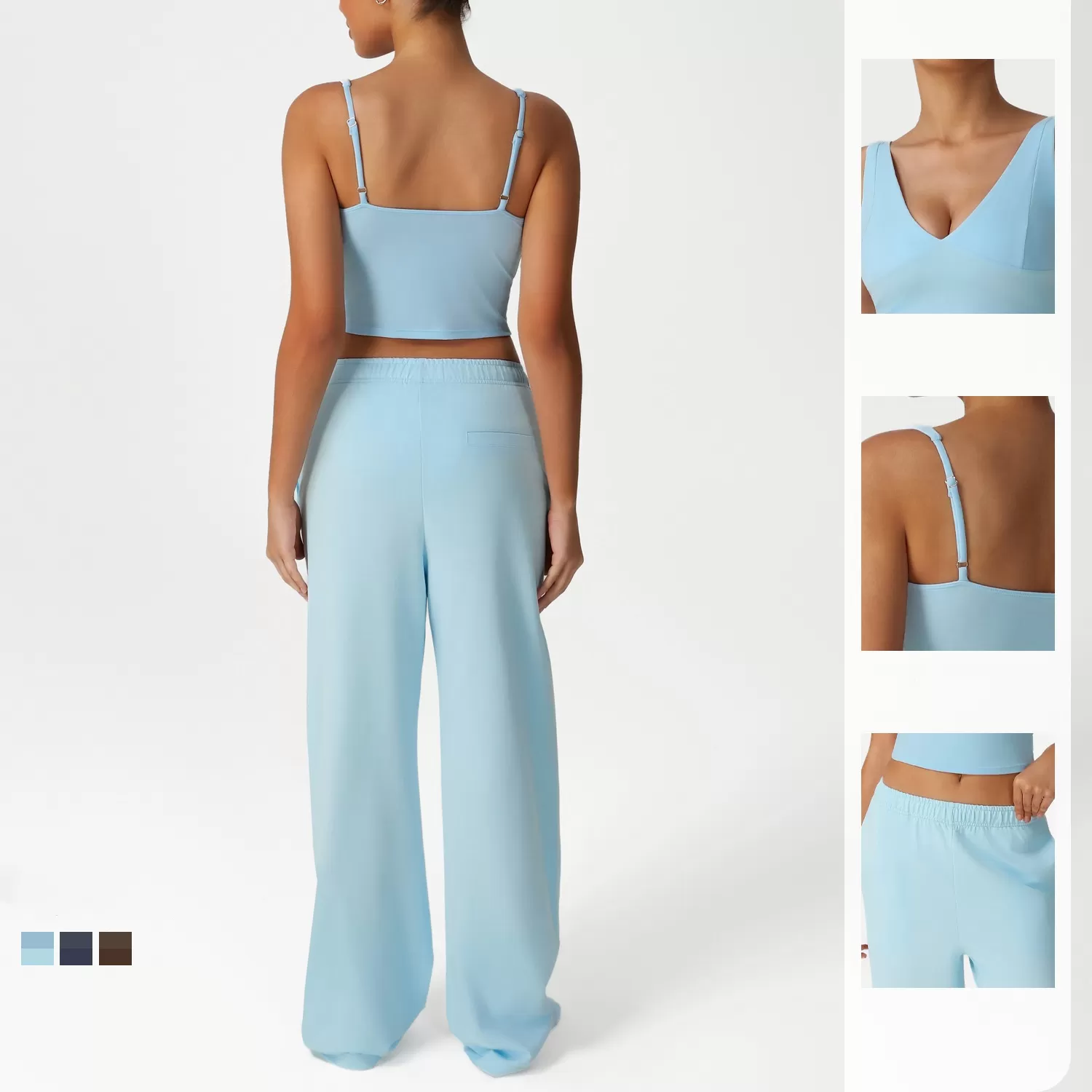 Conjunto de 4 piezas transpirable para mujer, top y pantalones deportivos, ropa de yoga, FGBSM2528