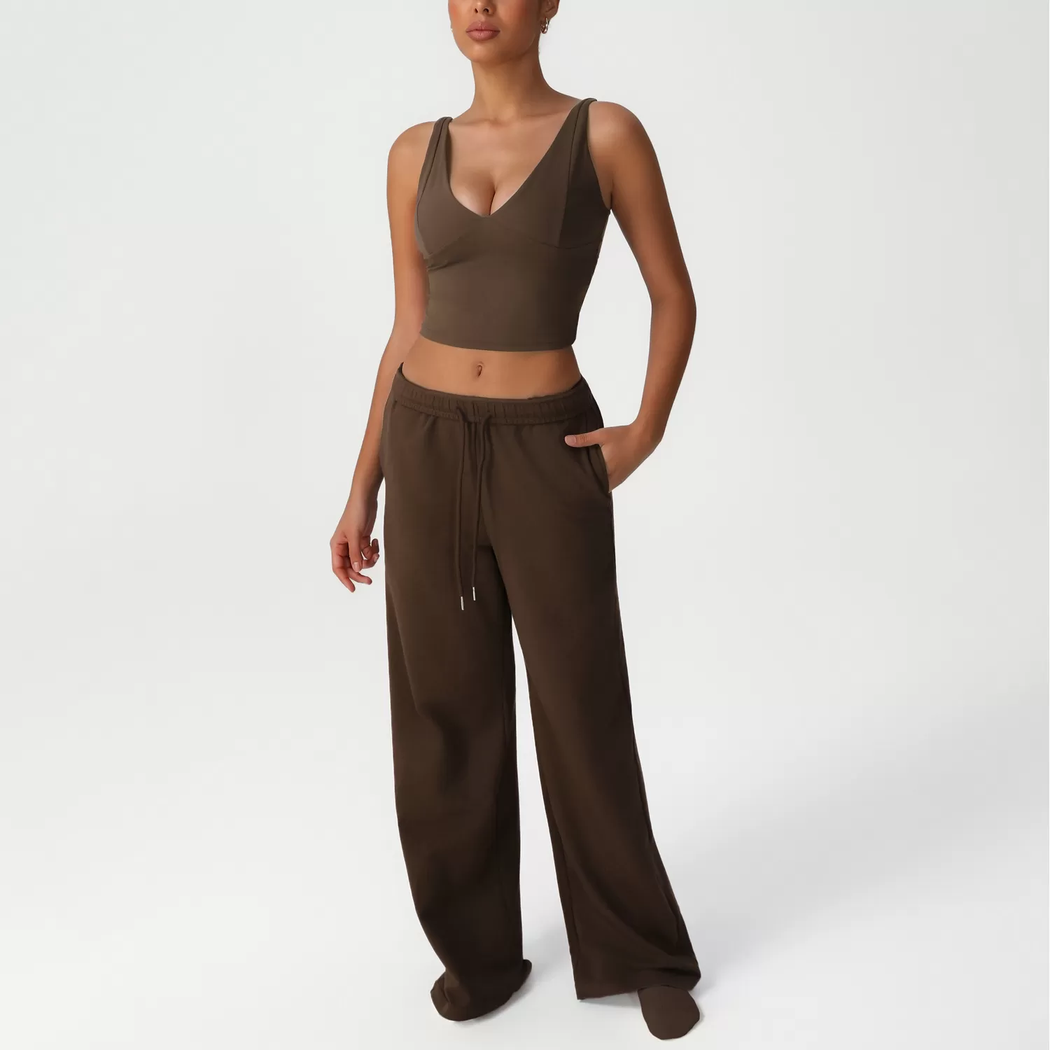 Conjunto de 4 piezas transpirable para mujer, top y pantalones deportivos, ropa de yoga, FGBSM2528