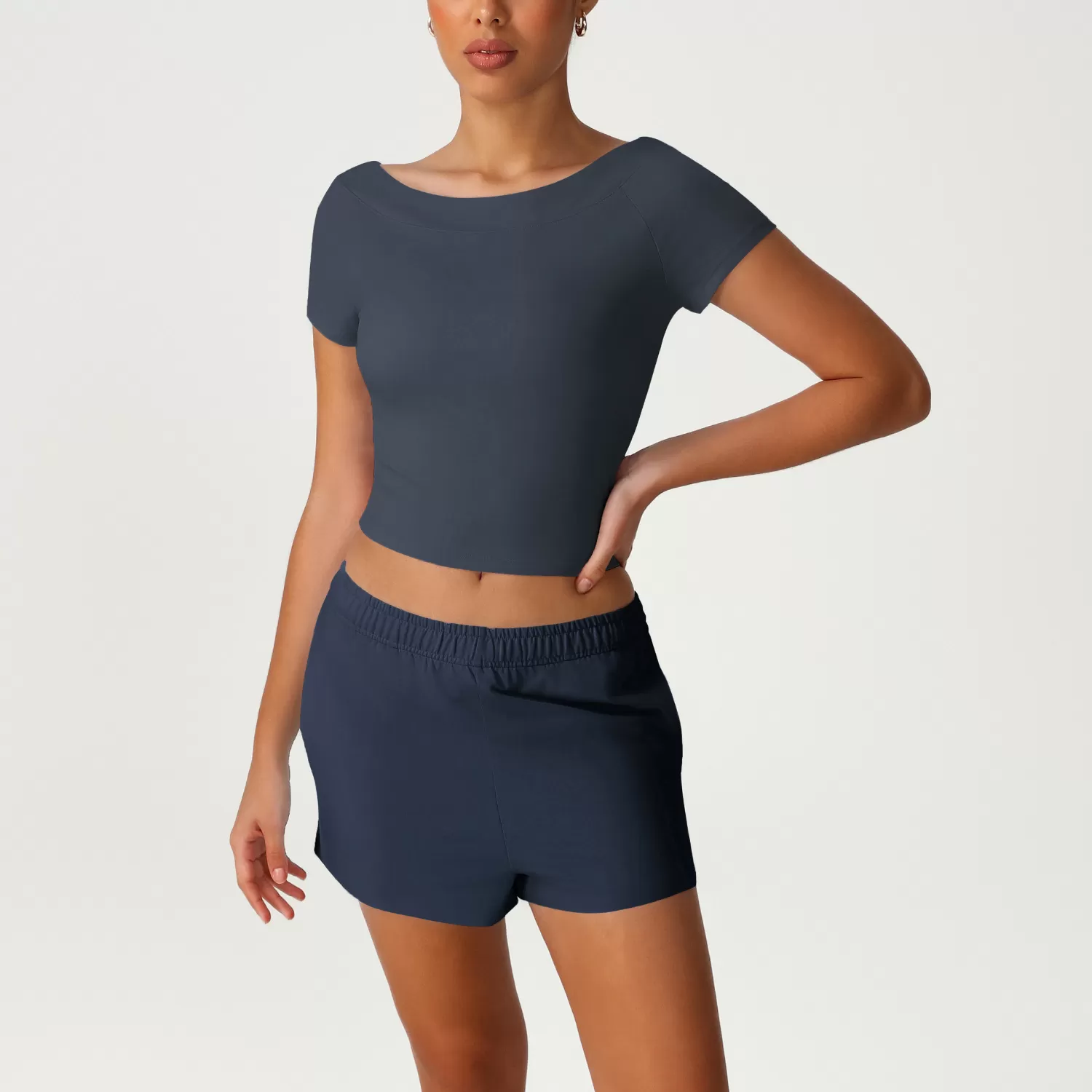 Conjunto de 4 piezas transpirable para mujer, top y pantalones deportivos, ropa de yoga, FGBSM2528