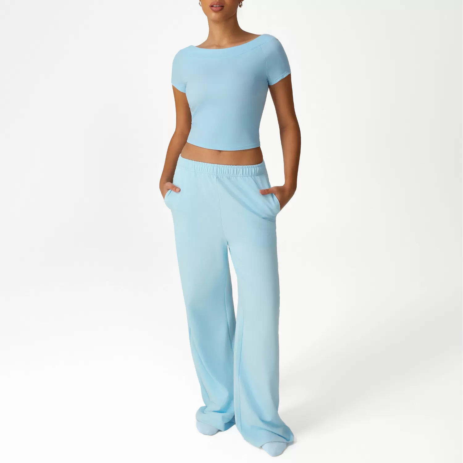 Conjunto de 4 piezas transpirable para mujer, top y pantalones deportivos, ropa de yoga, FGBSM2528