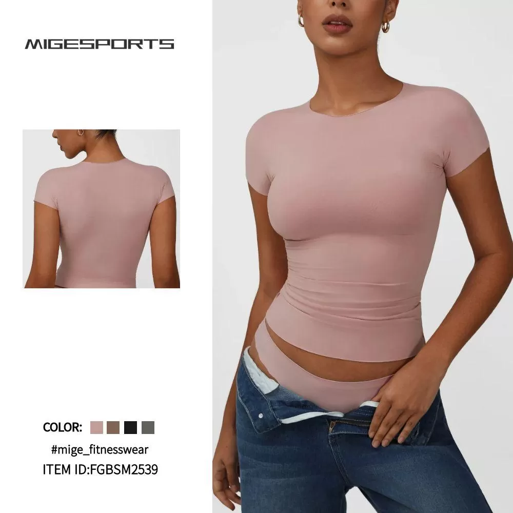 Camiseta deportiva informal de manga corta con logotipo personalizado para gimnasio y fitness FGBSM2539