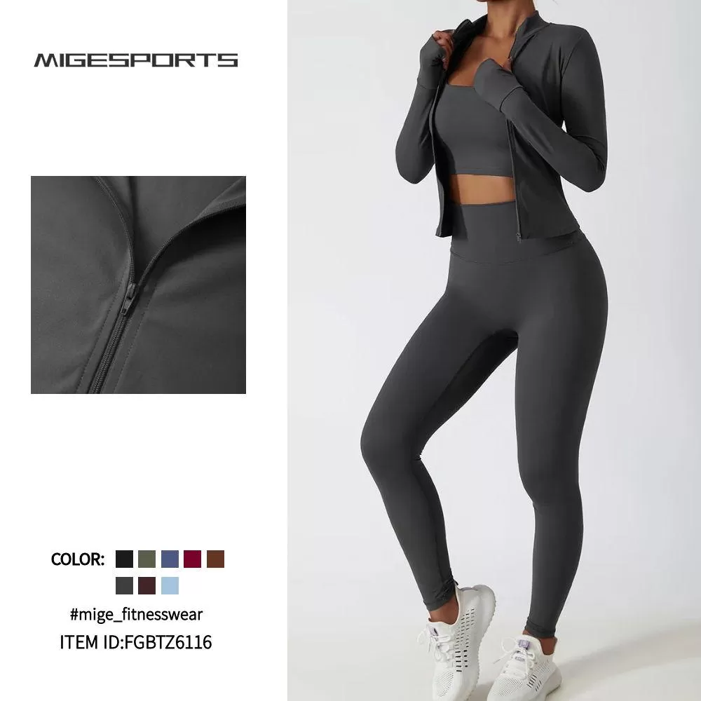 Conjunto de 4 piezas de chaqueta deportiva y leggings para mujer FGBTZ6116