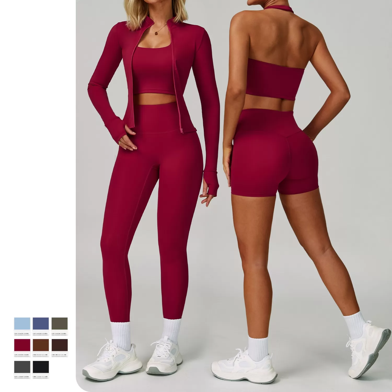 Conjunto de 4 piezas de chaqueta deportiva y leggings para mujer FGBTZ6116