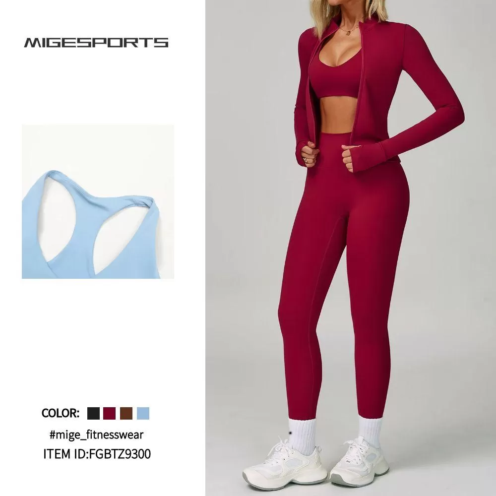 Conjunto de 4 piezas de sujetador y leggings para yoga, secado rápido, para gimnasio, FGBTZ9300