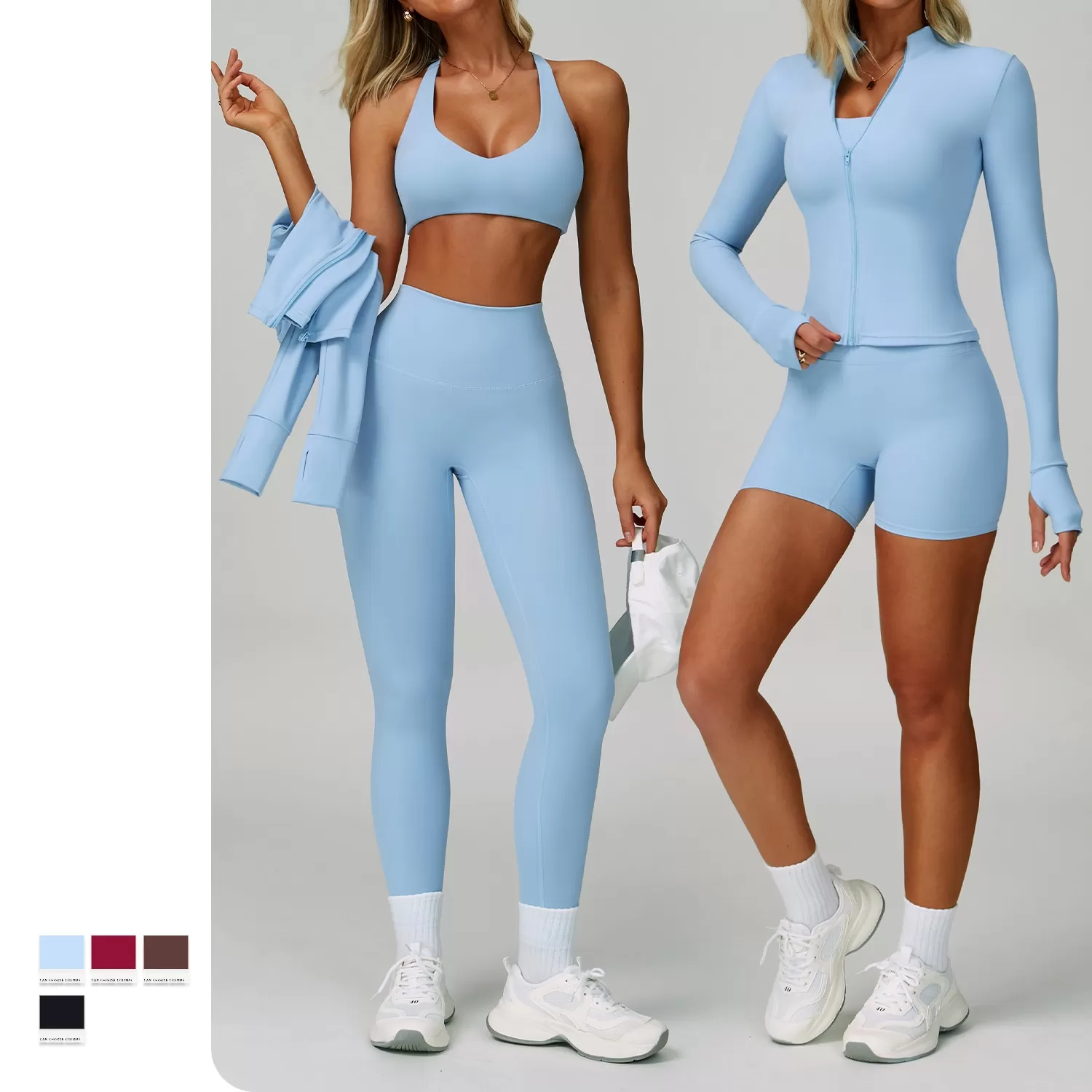 Conjunto de 4 piezas de sujetador y leggings para yoga, secado rápido, para gimnasio, FGBTZ9300