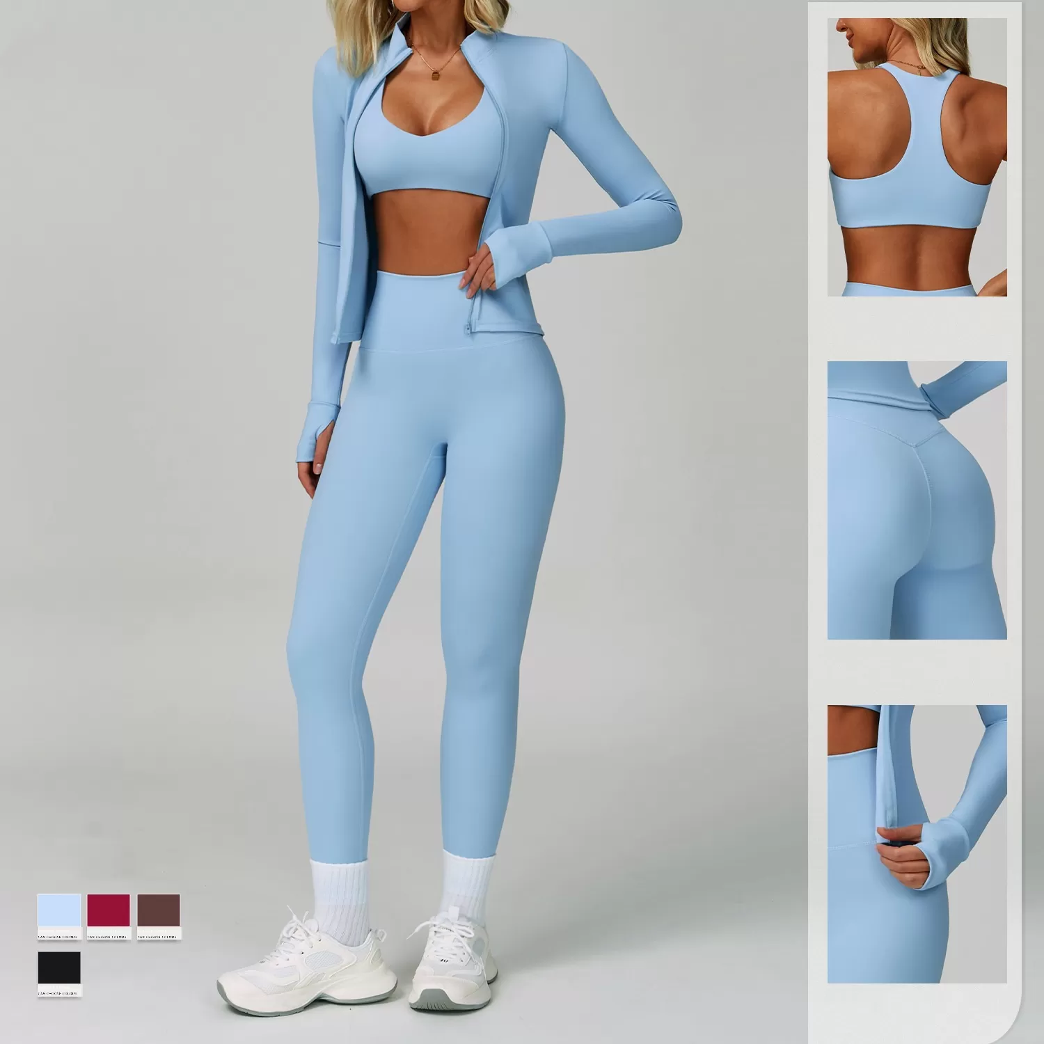 Conjunto de 4 piezas de sujetador y leggings para yoga, secado rápido, para gimnasio, FGBTZ9300