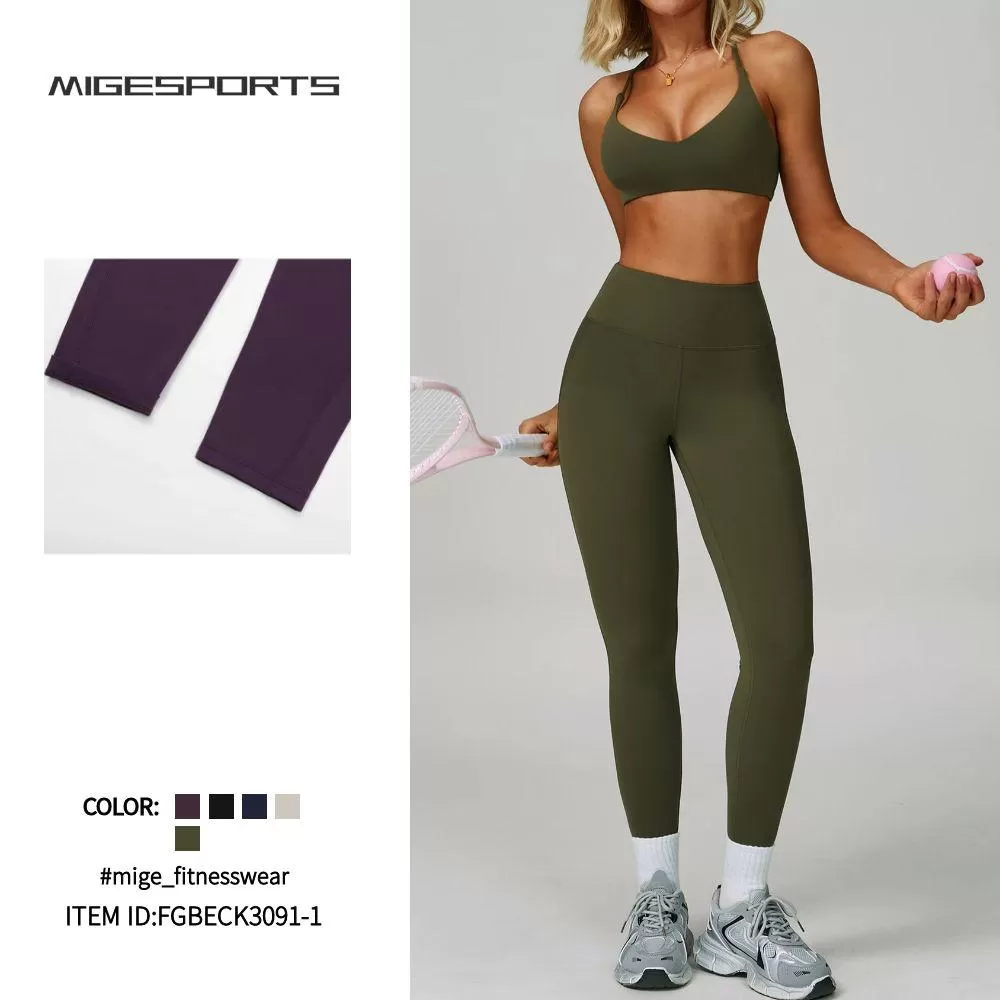 Leggings de yoga de cintura alta con textura suave y mantequilla para mujer FGBECK3091-1