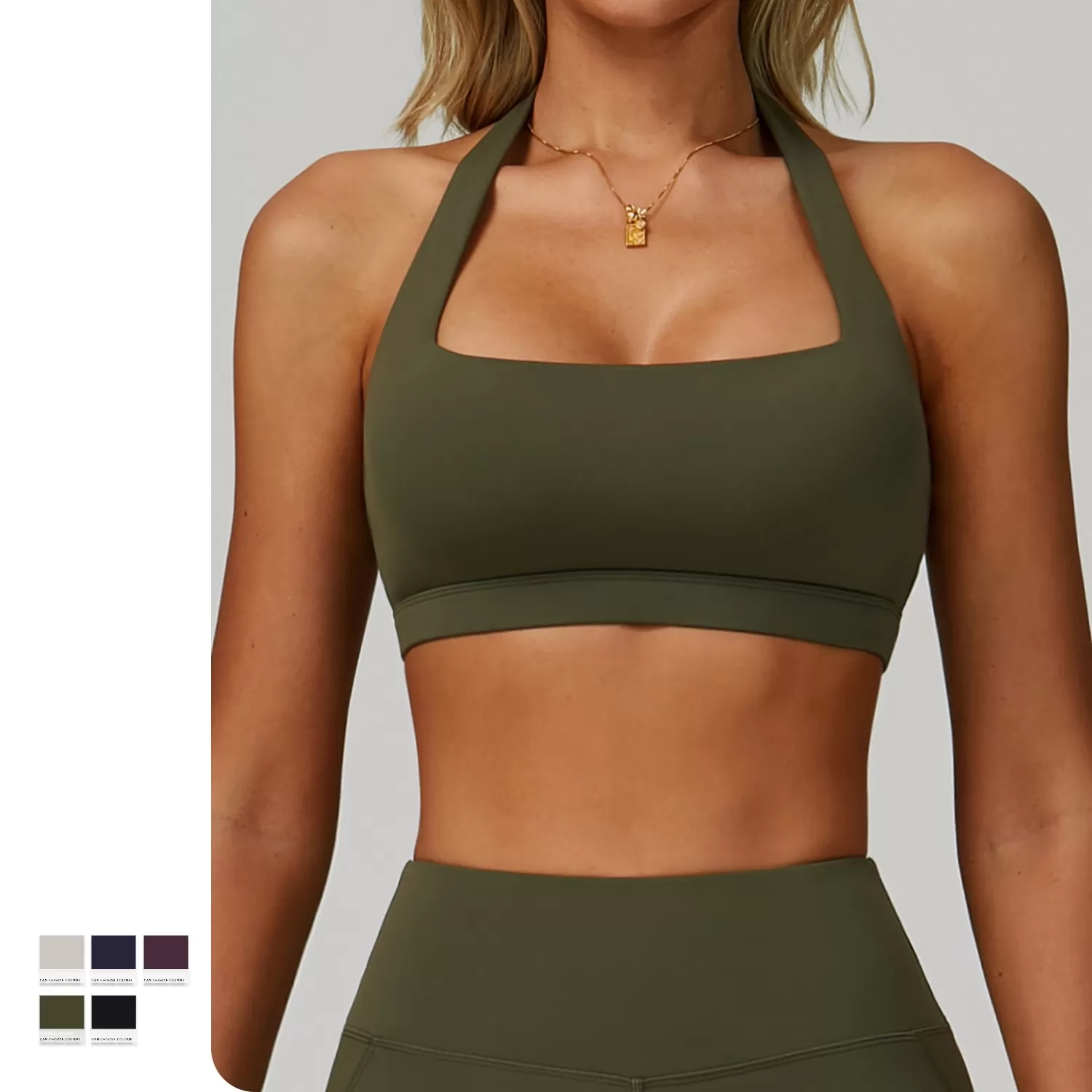 Sujetador de yoga con cuello halter, sexy, para correr, espalda hermosa, de verano, FGBEWX3091-1