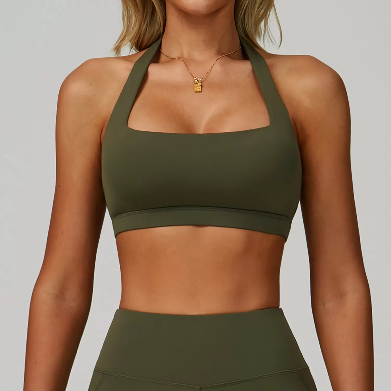 Sujetador de yoga con cuello halter, sexy, para correr, espalda hermosa, de verano, FGBEWX3091-1