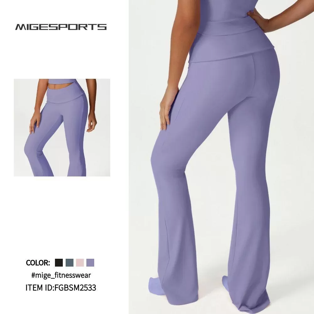 Pantalones de yoga acampanados de cintura alta para mujer FGBSM2533