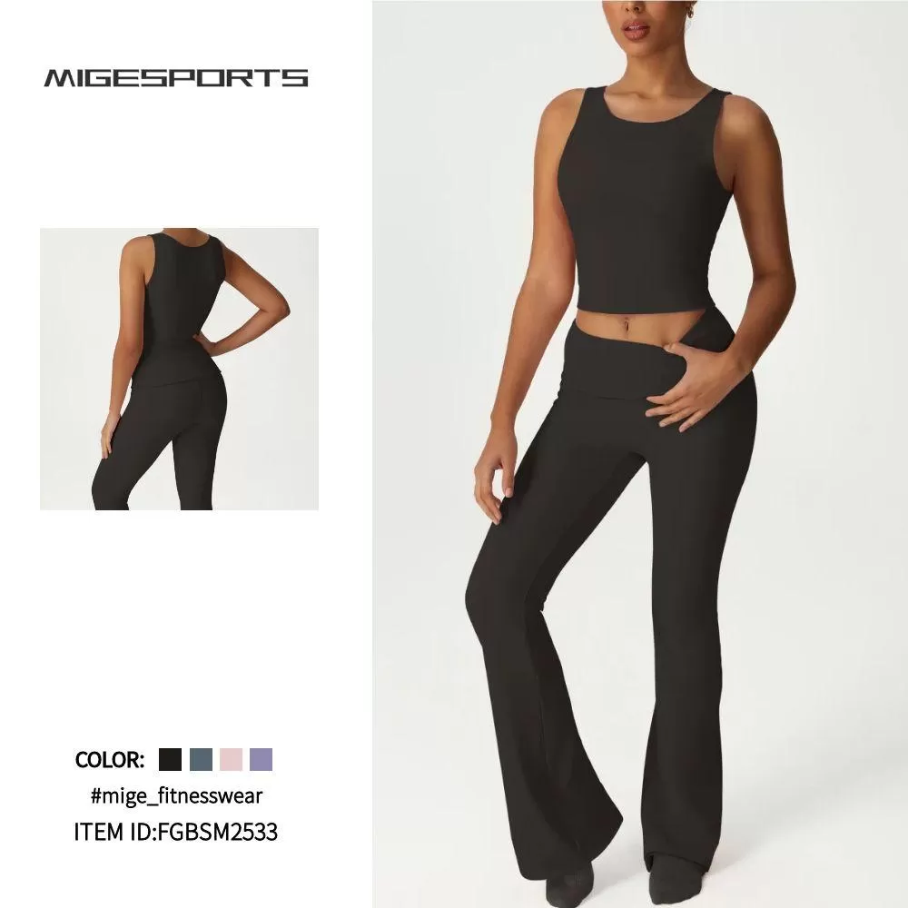 Conjunto de yoga de 2 piezas de alta elasticidad para mujer FGBSM2533