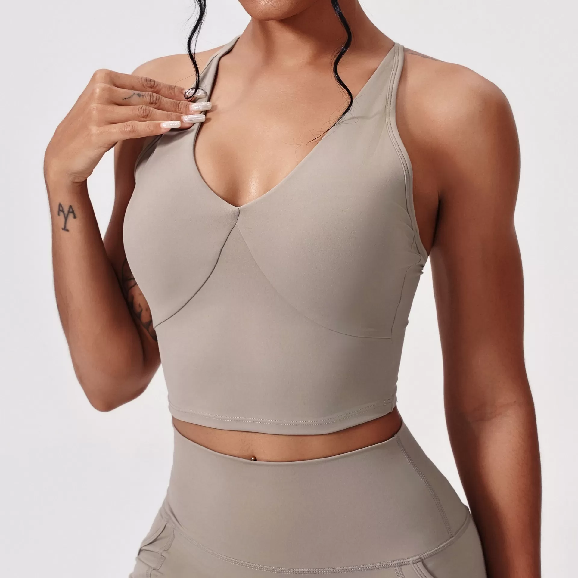 Camisetas deportivas transpirables para mujer, de color liso, para gimnasio, yoga, FGBWX5339