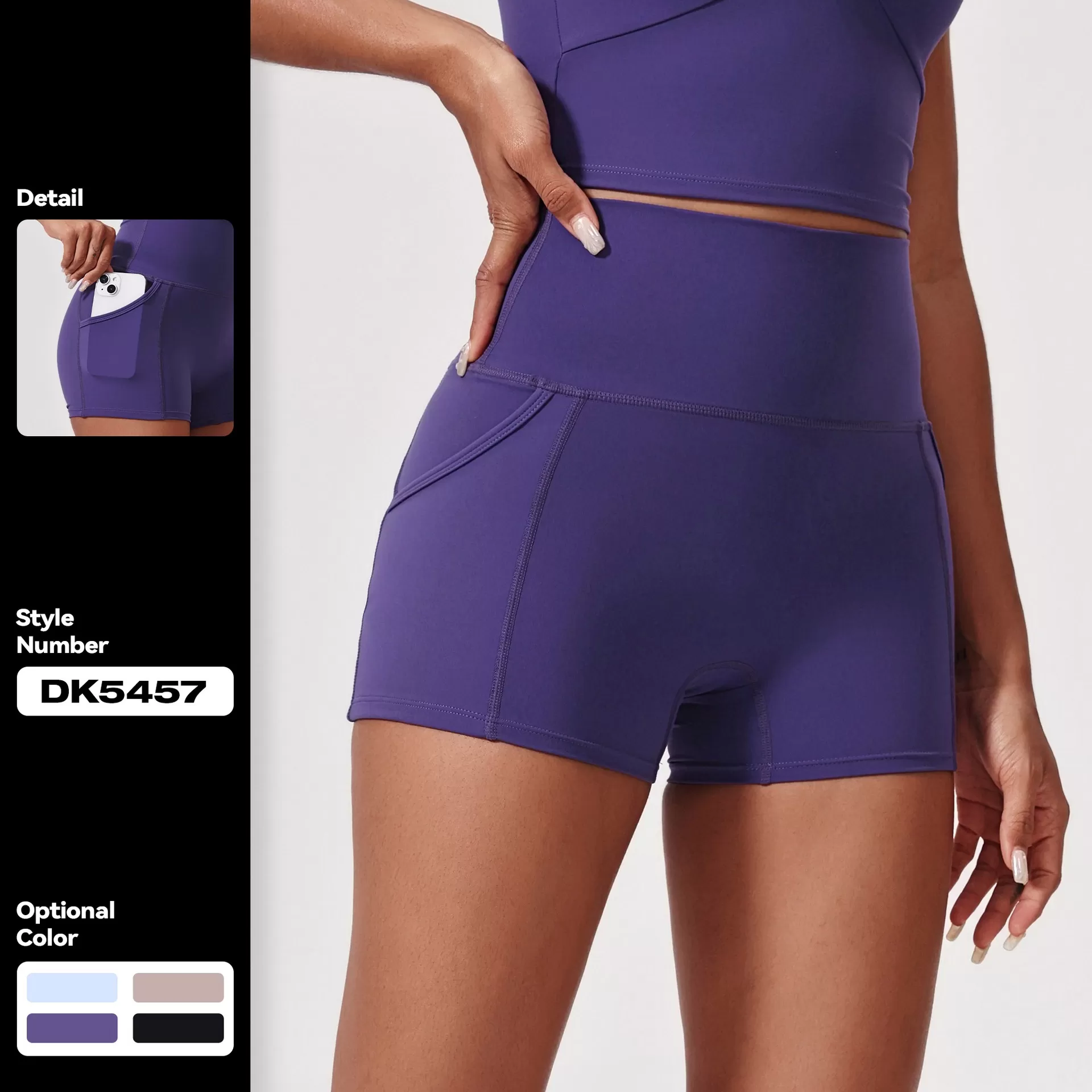 Pantalones cortos de yoga para mujer con control de abdomen y fitness FGBDK5457
