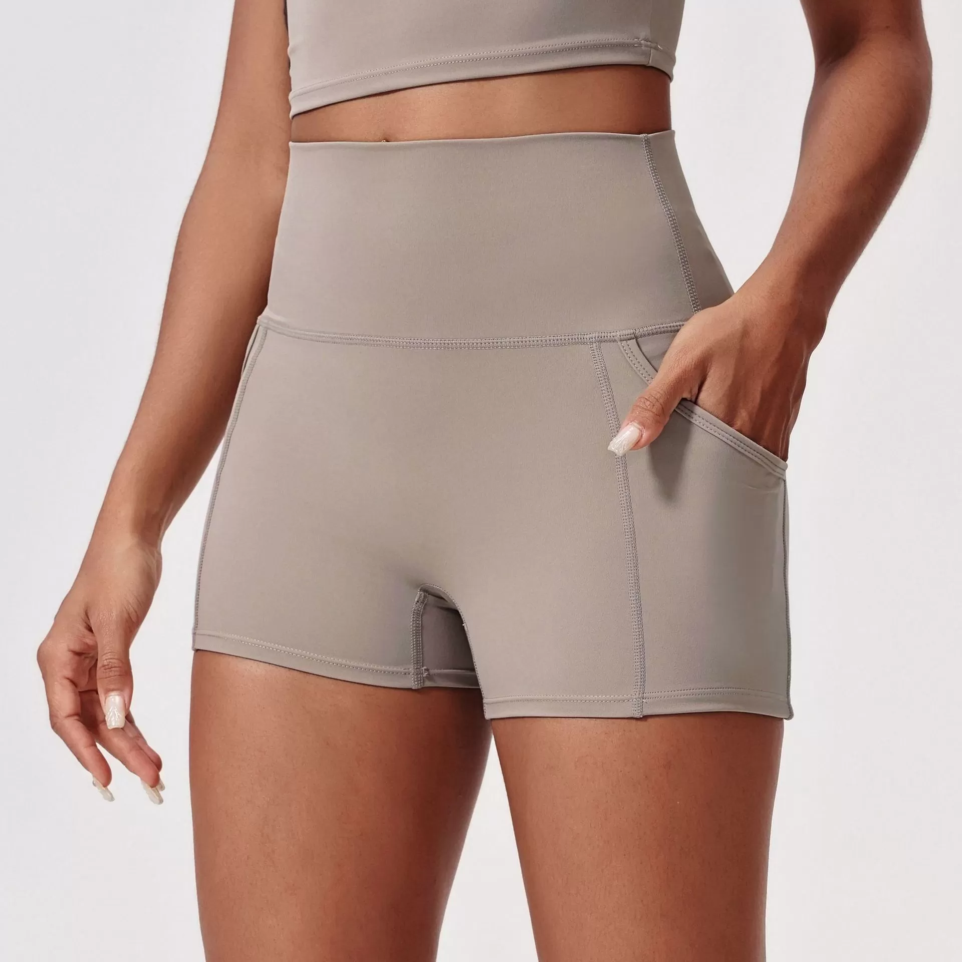 Pantalones cortos de yoga para mujer con control de abdomen y fitness FGBDK5457