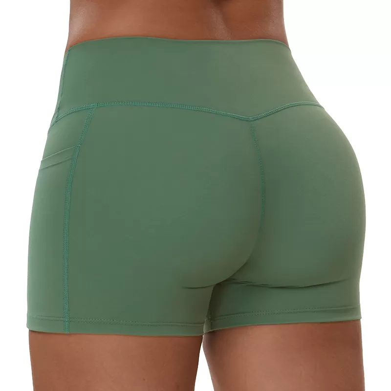 Pantalones cortos deportivos de yoga con bolsillos para gimnasio, fitness, correr, entrenamiento, FGBEDK3101