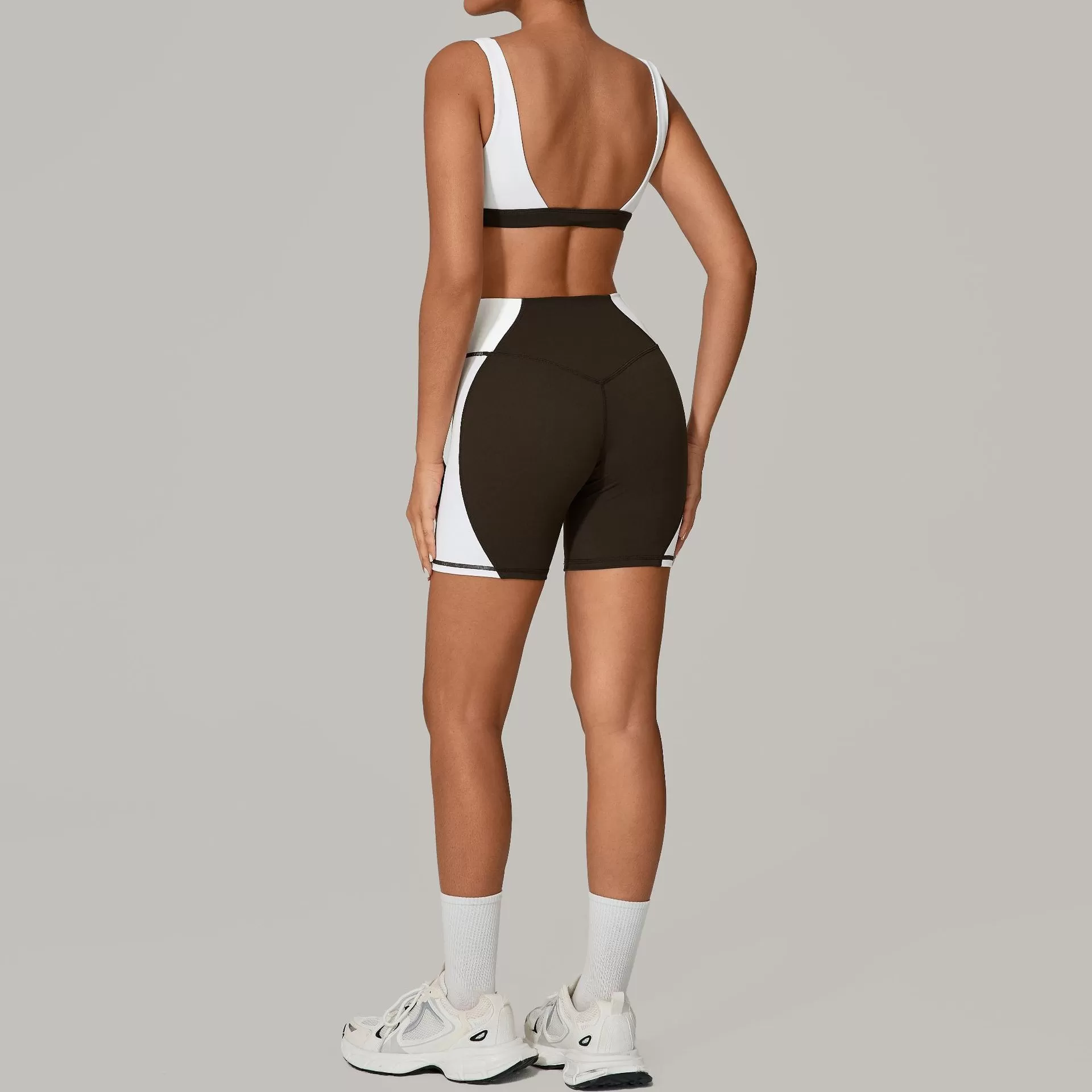 Conjunto de 2 piezas de sujetador y pantalones cortos deportivos transpirables de secado rápido para mujer, para gimnasio, fitness y yoga, FGB2236+81987