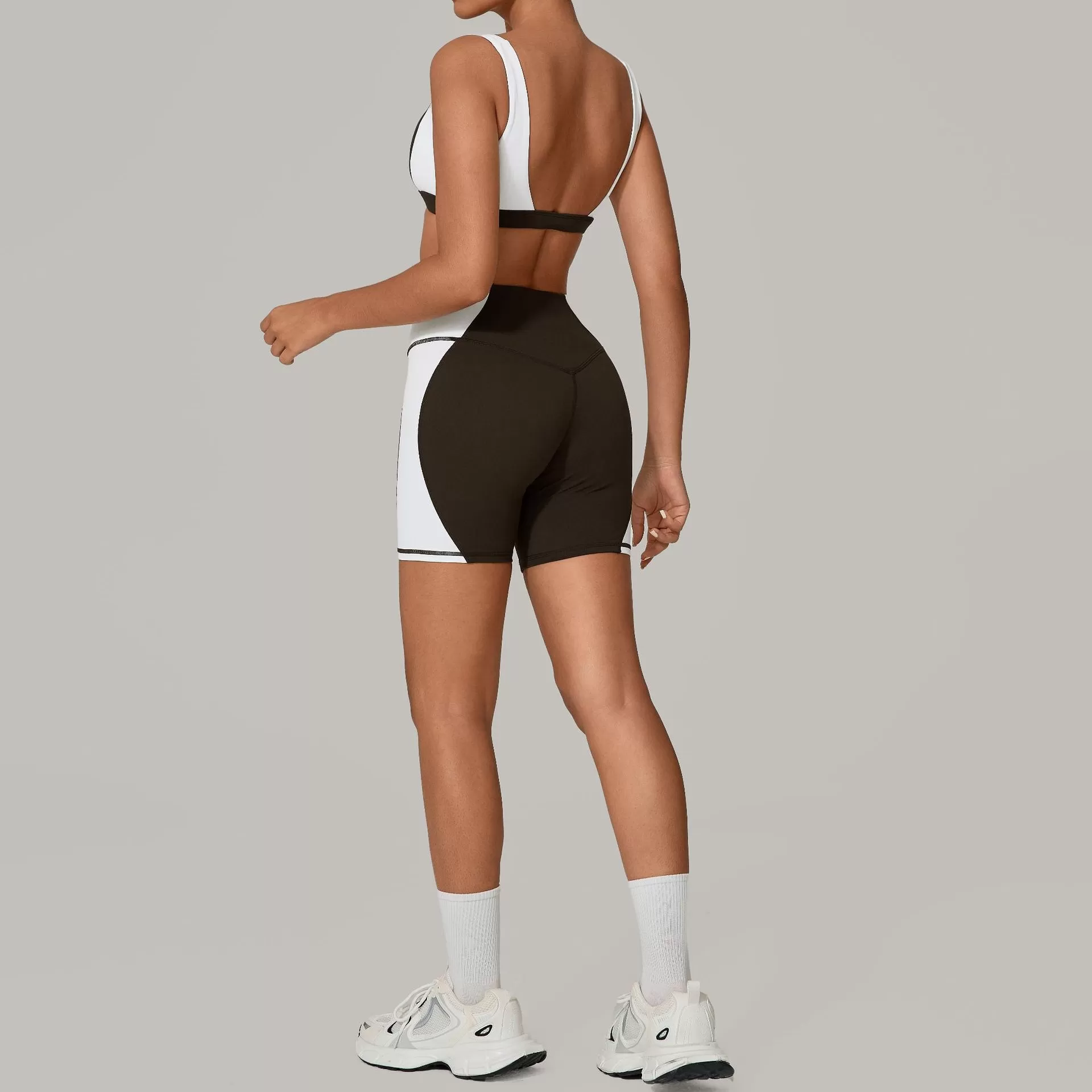 Conjunto de 2 piezas de sujetador y pantalones cortos deportivos transpirables de secado rápido para mujer, para gimnasio, fitness y yoga, FGB2236+81987