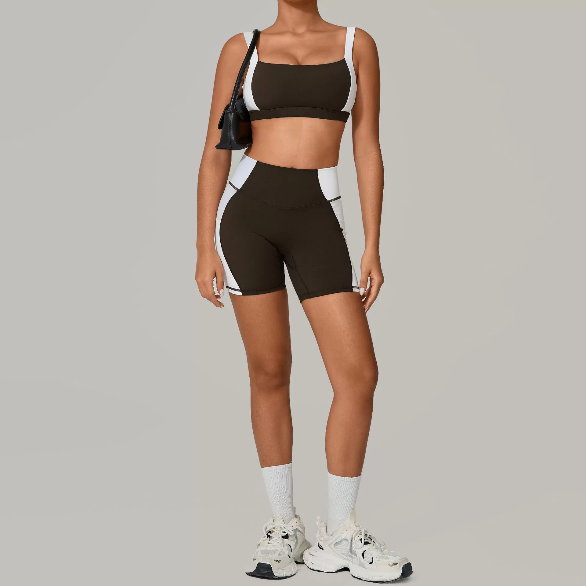 Conjunto de 2 piezas de sujetador y pantalones cortos deportivos transpirables de secado rápido para mujer, para gimnasio, fitness y yoga, FGB2236+81987