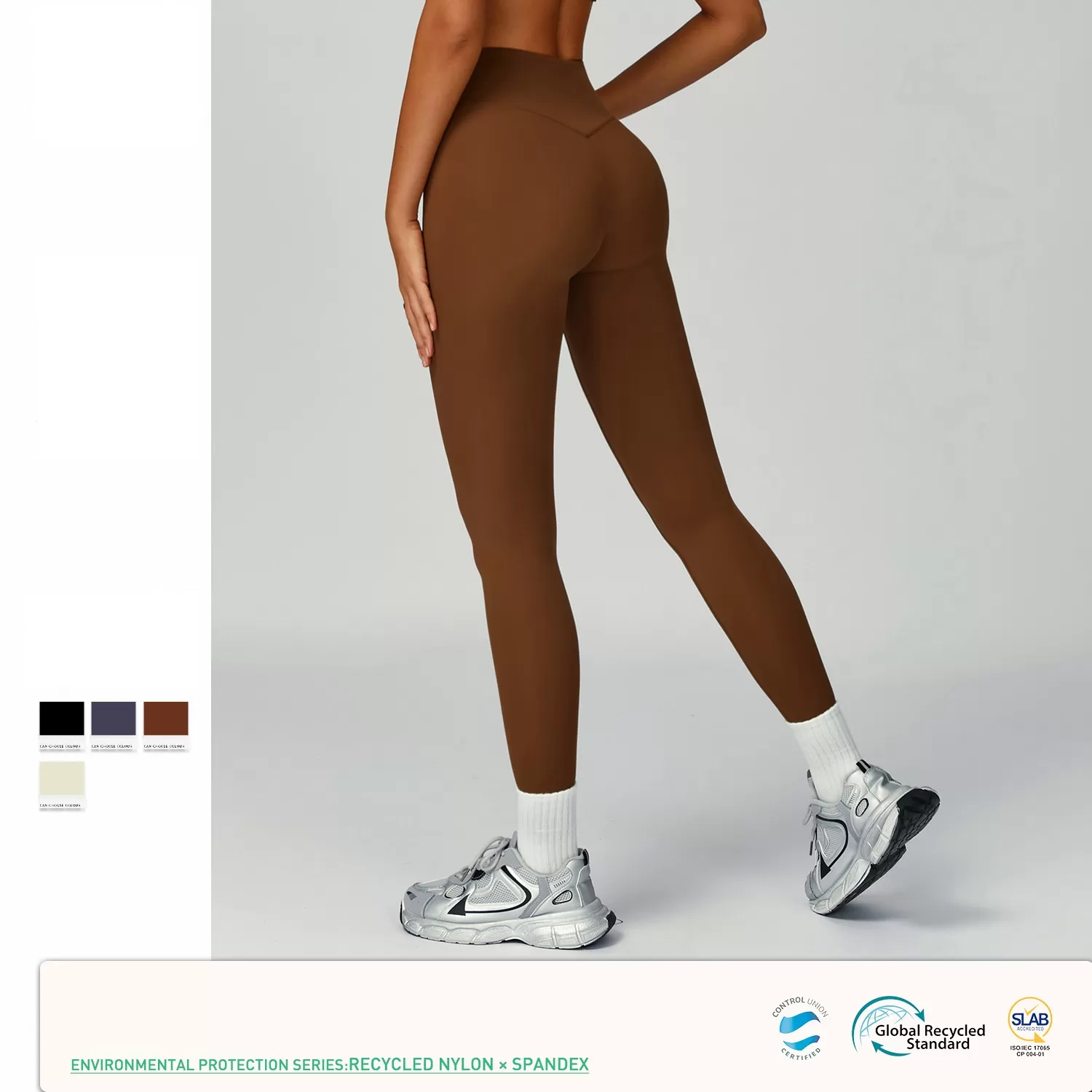 Leggings deportivos de licra y nailon con cintura elástica y logotipo personalizado FGBECK2029