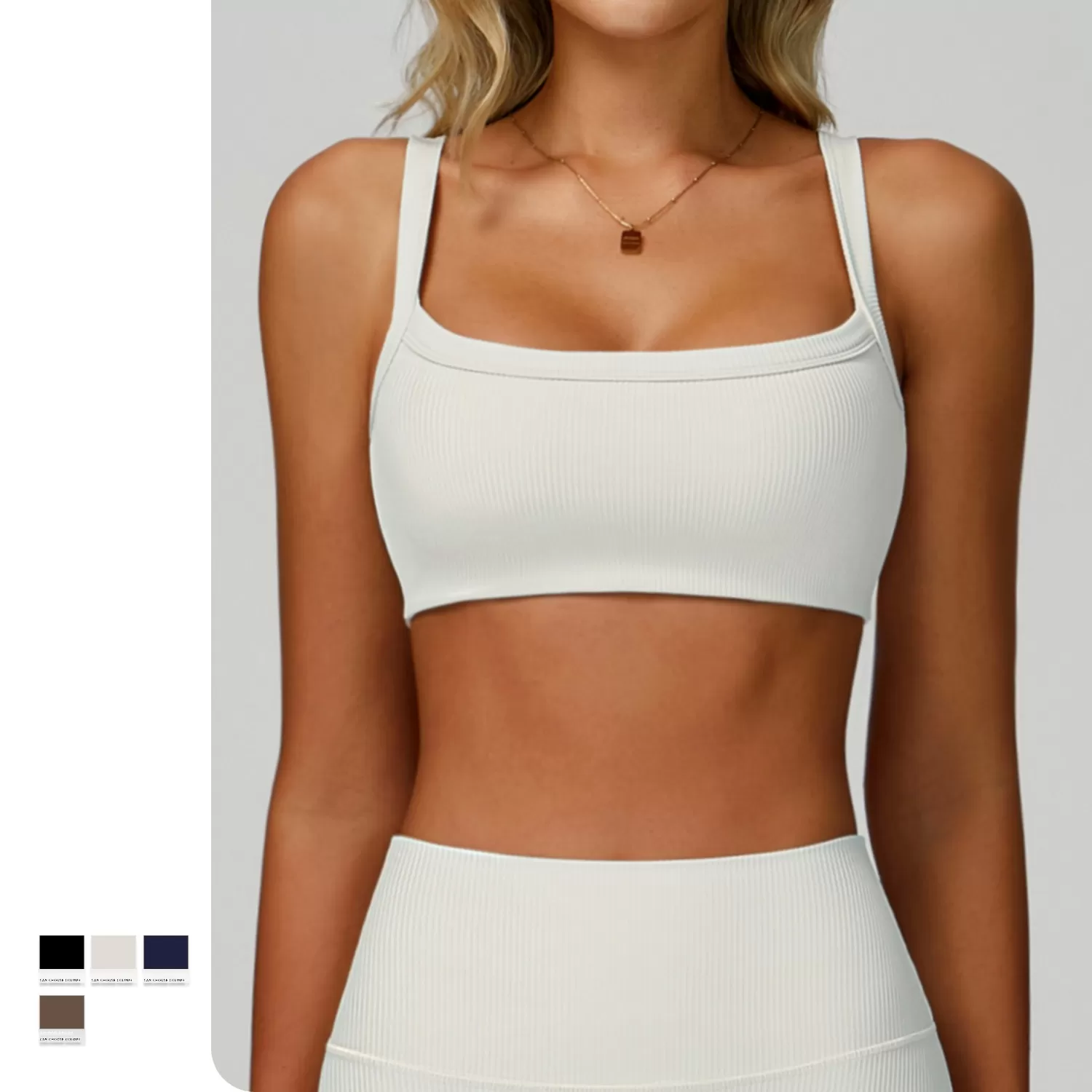 Sujetador deportivo de alta calidad para mujer, para gimnasio, tejido acanalado, FGBEWX3093