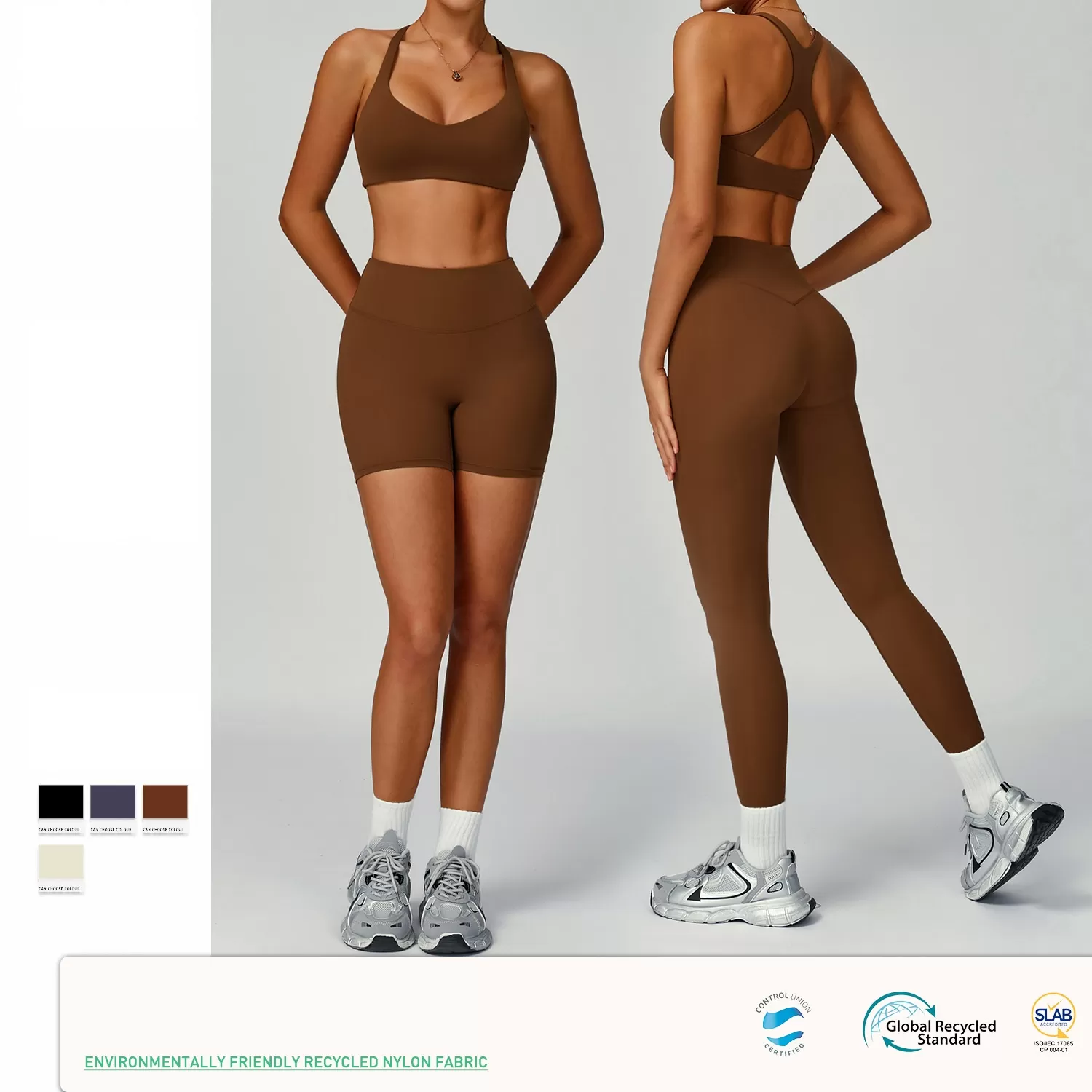 Conjunto de yoga personalizado OEM con leggings y sujetador cruzado, FGBTZ2029