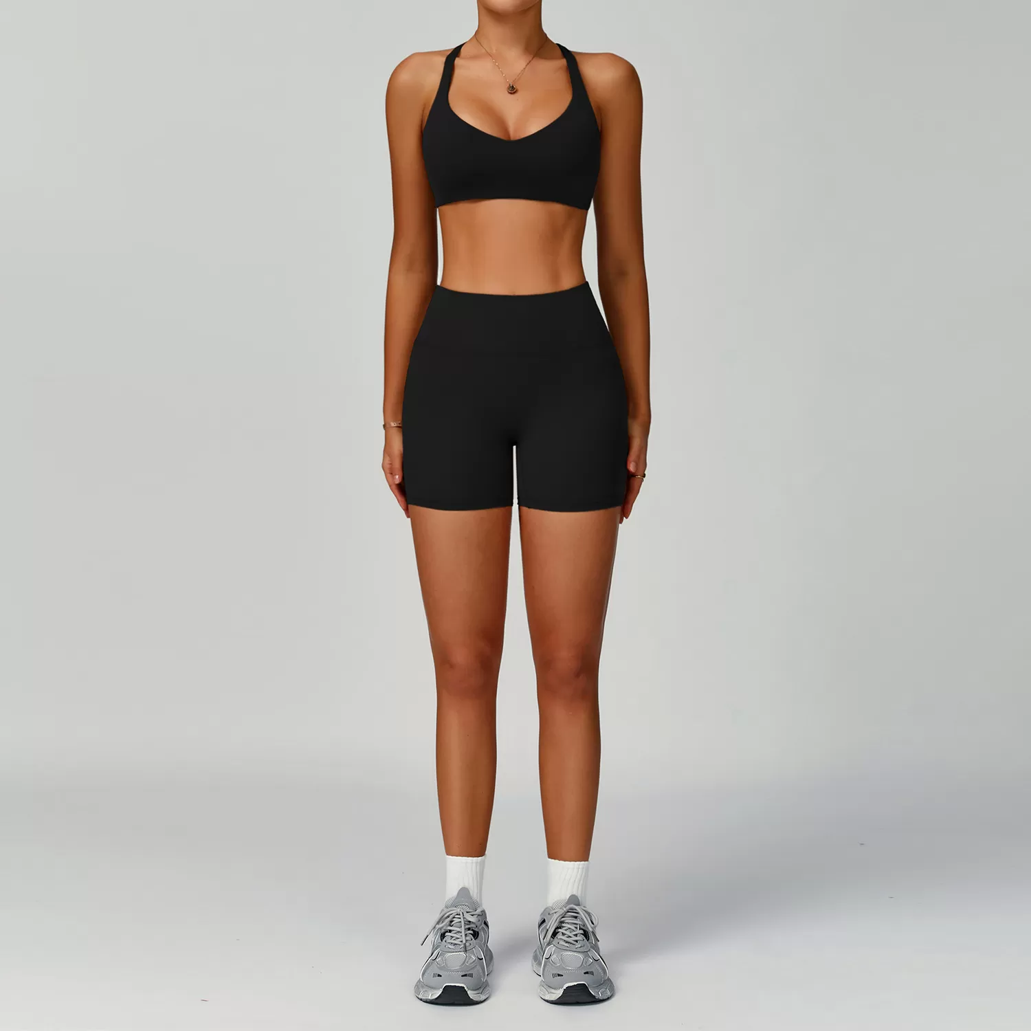 Conjunto de yoga personalizado OEM con leggings y sujetador cruzado, FGBTZ2029