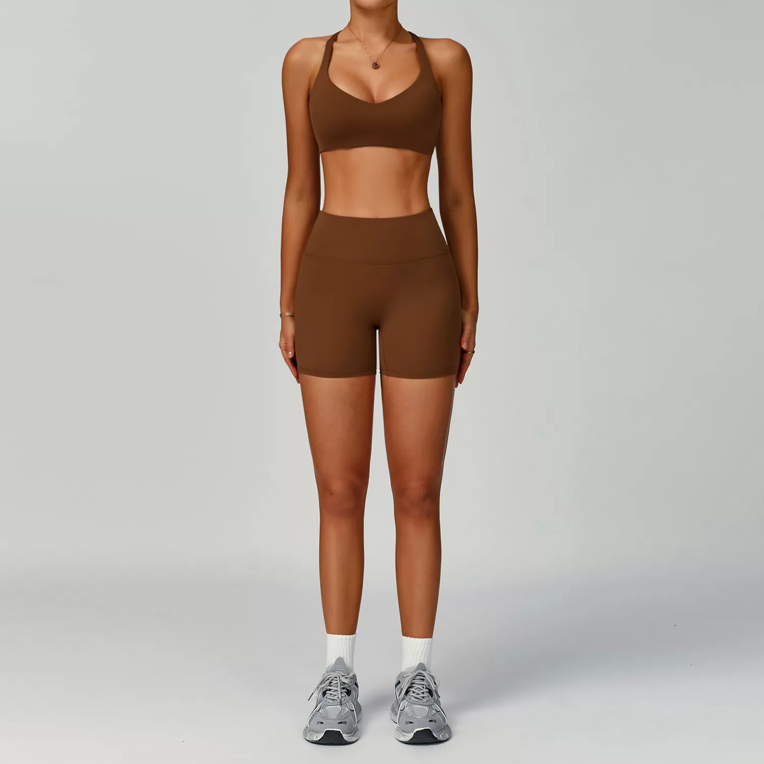 Conjunto de yoga personalizado OEM con leggings y sujetador cruzado, FGBTZ2029