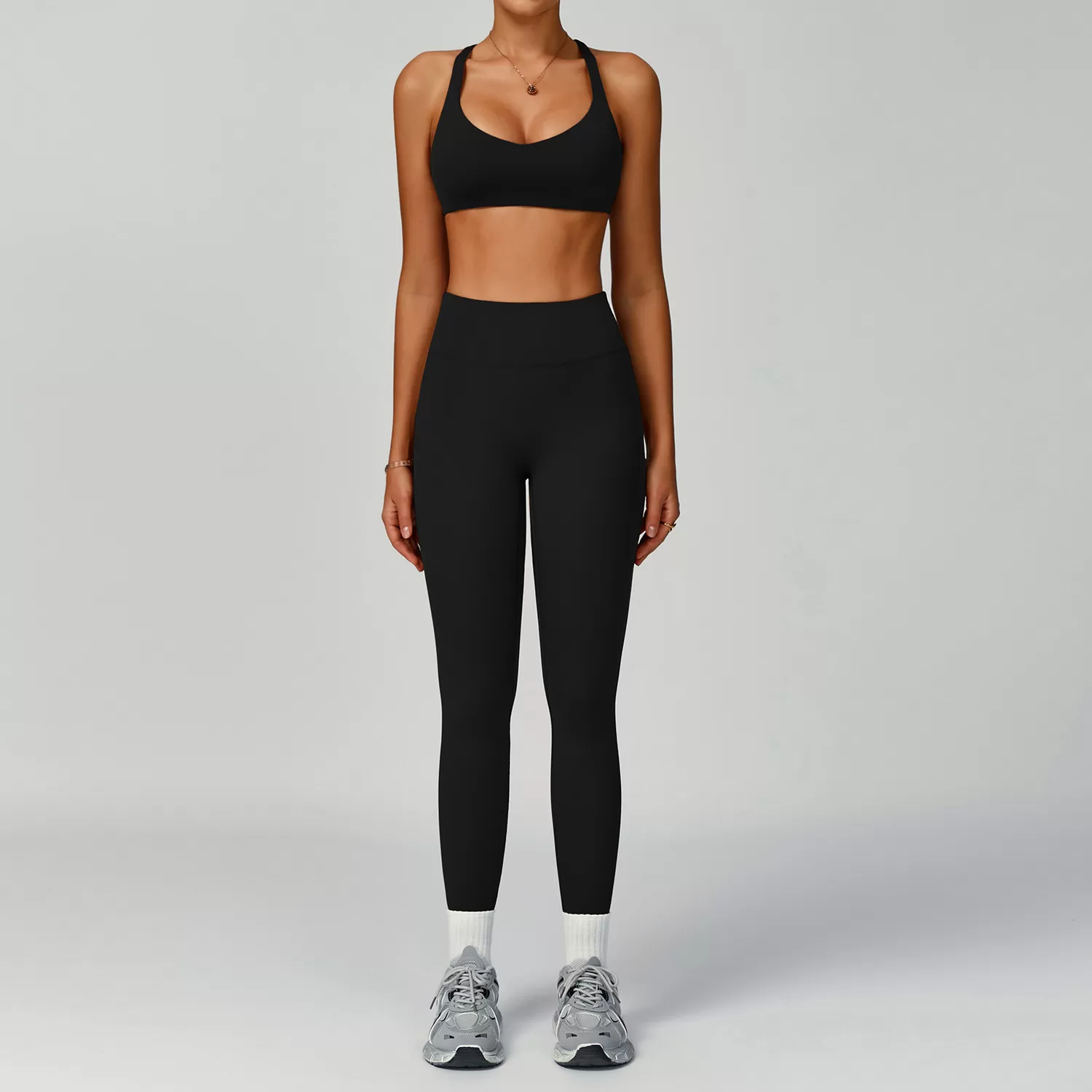 Conjunto de yoga personalizado OEM con leggings y sujetador cruzado, FGBTZ2029