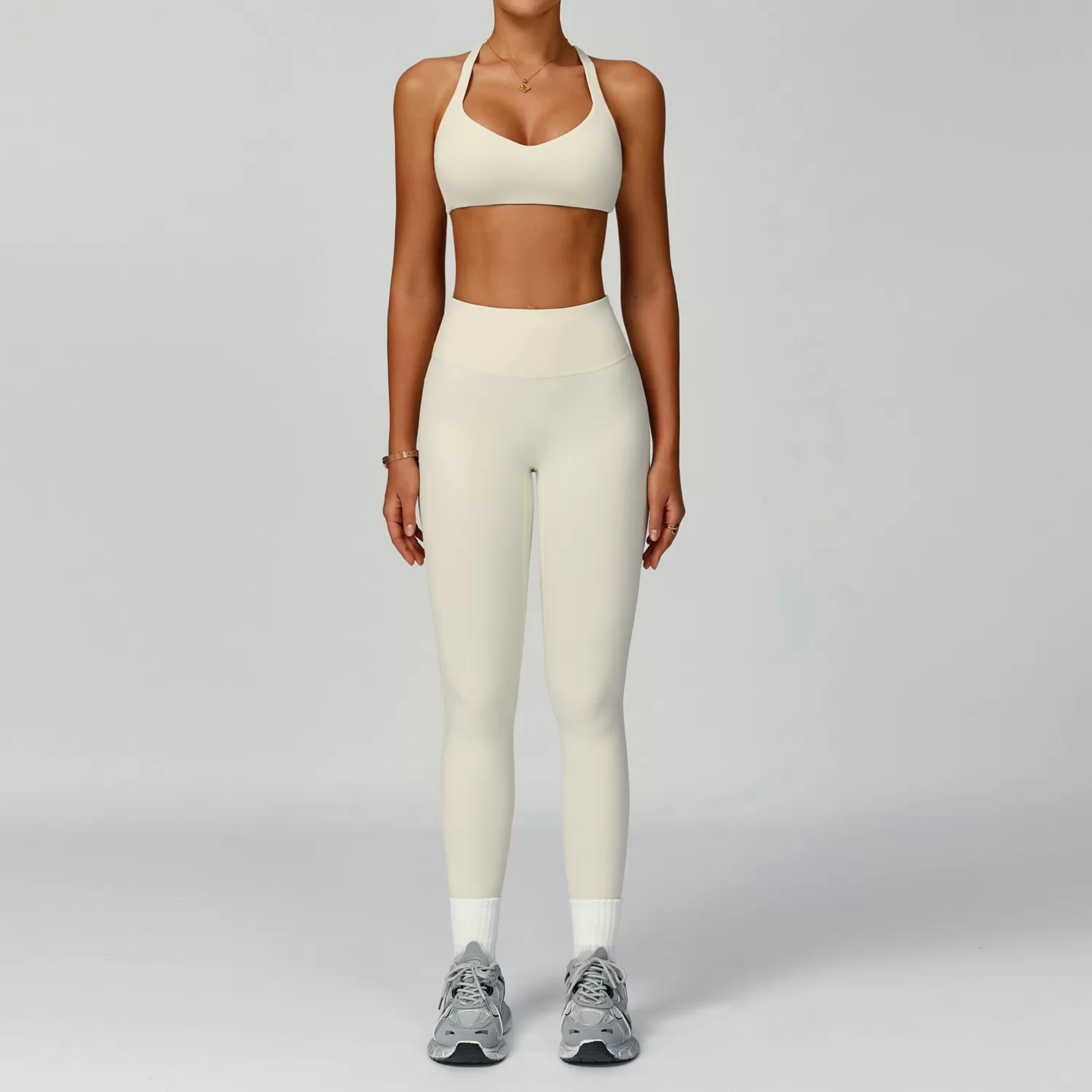 Conjunto de yoga personalizado OEM con leggings y sujetador cruzado, FGBTZ2029