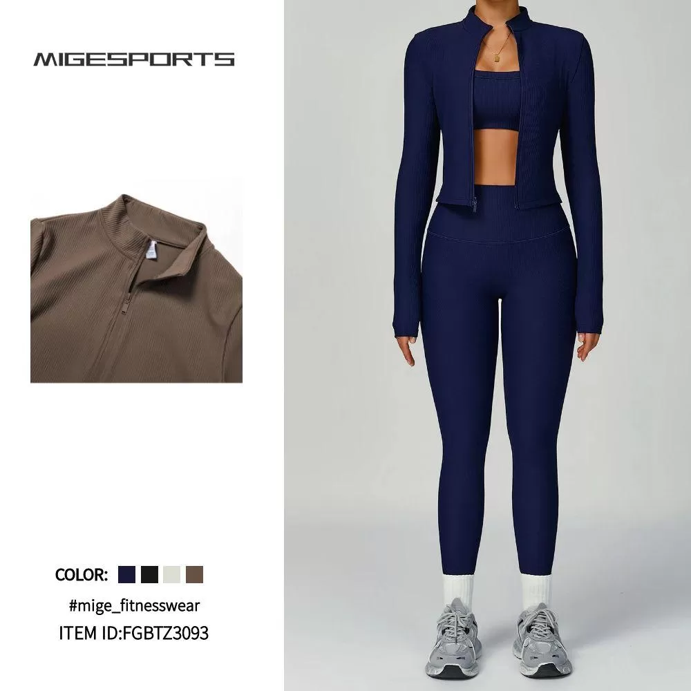 Conjuntos de yoga sin costuras para mujer, informales, de moda, de colores sólidos, deportivos, FGBTZ3093