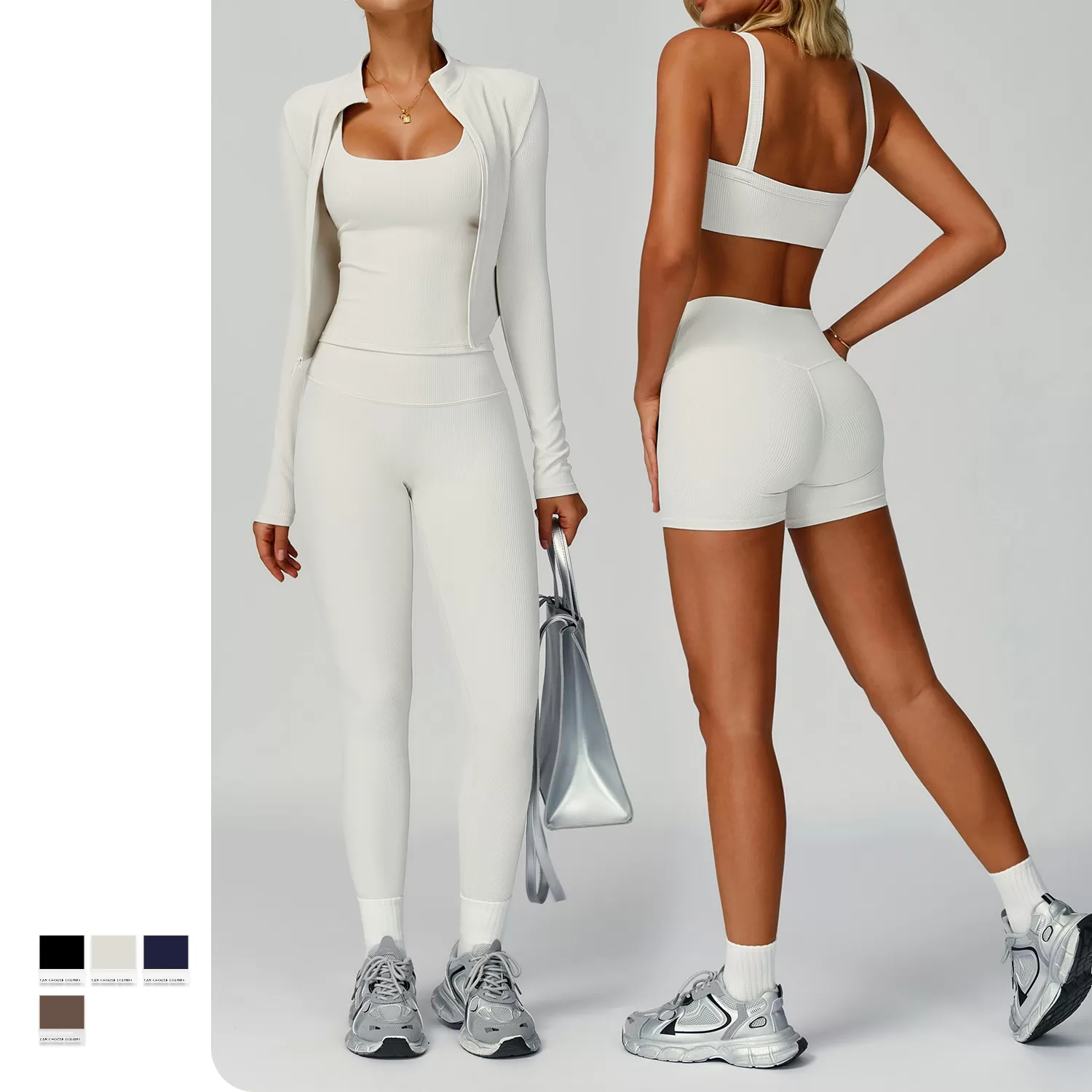 Conjuntos de yoga sin costuras para mujer, informales, de moda, de colores sólidos, deportivos, FGBTZ3093