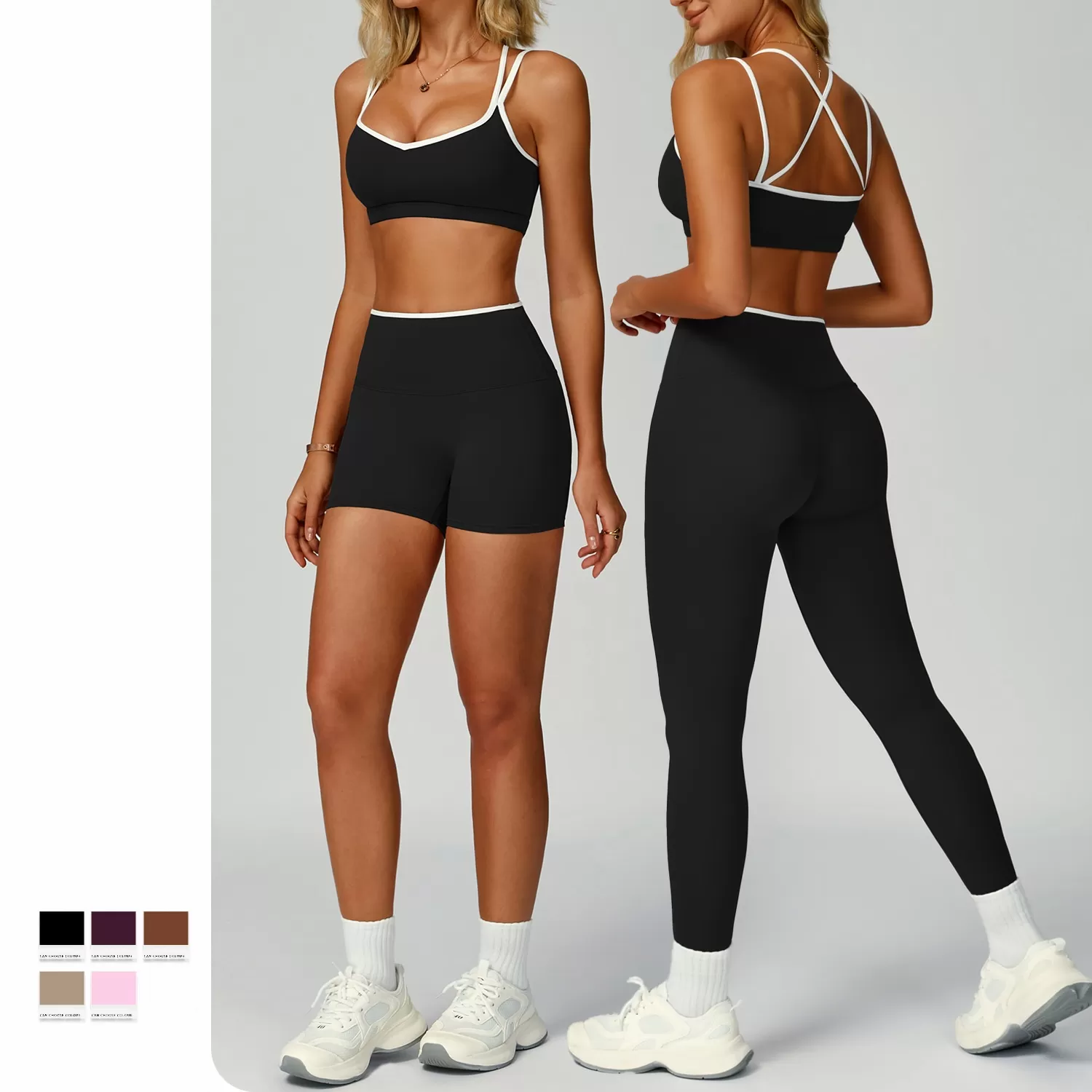 Conjunto deportivo de 5 piezas para mujer, para gimnasio, fitness y yoga, FGBTZ9238