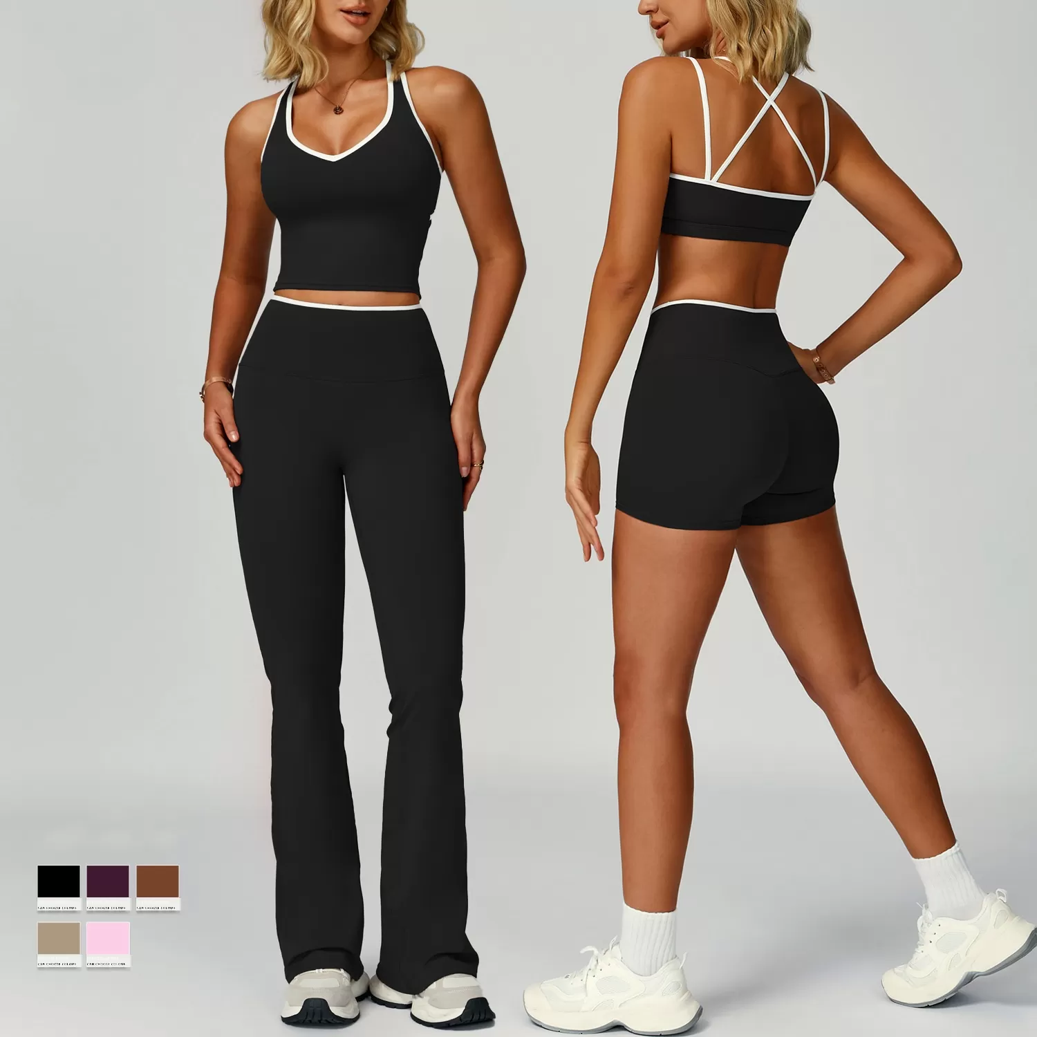 Conjunto deportivo de 5 piezas para mujer, para gimnasio, fitness y yoga, FGBTZ9238