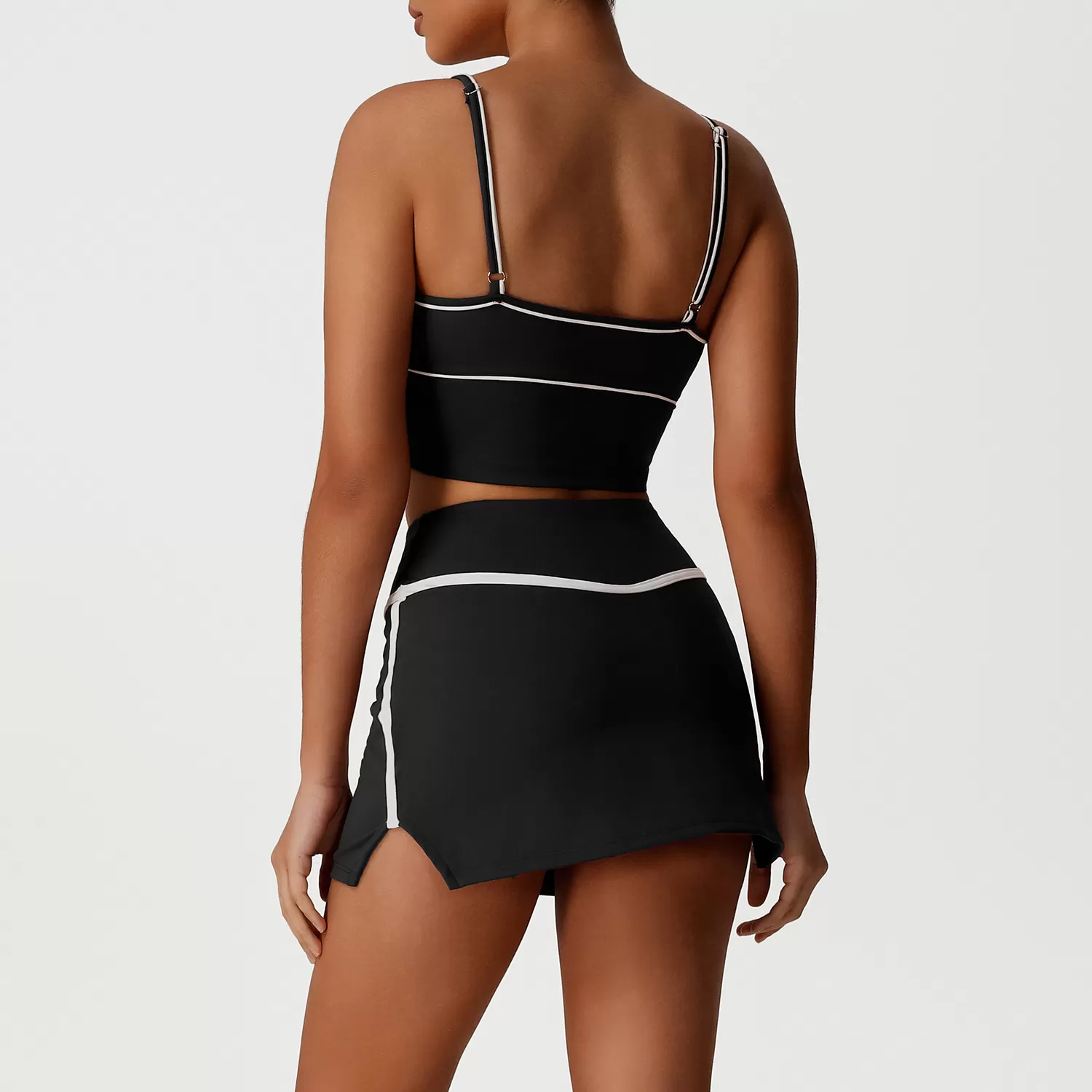 Conjunto de 3 piezas de sujetador de yoga y falda de manga larga 2 en 1 para mujer, falda de tenis y golf, FGBSM2531+SM2393